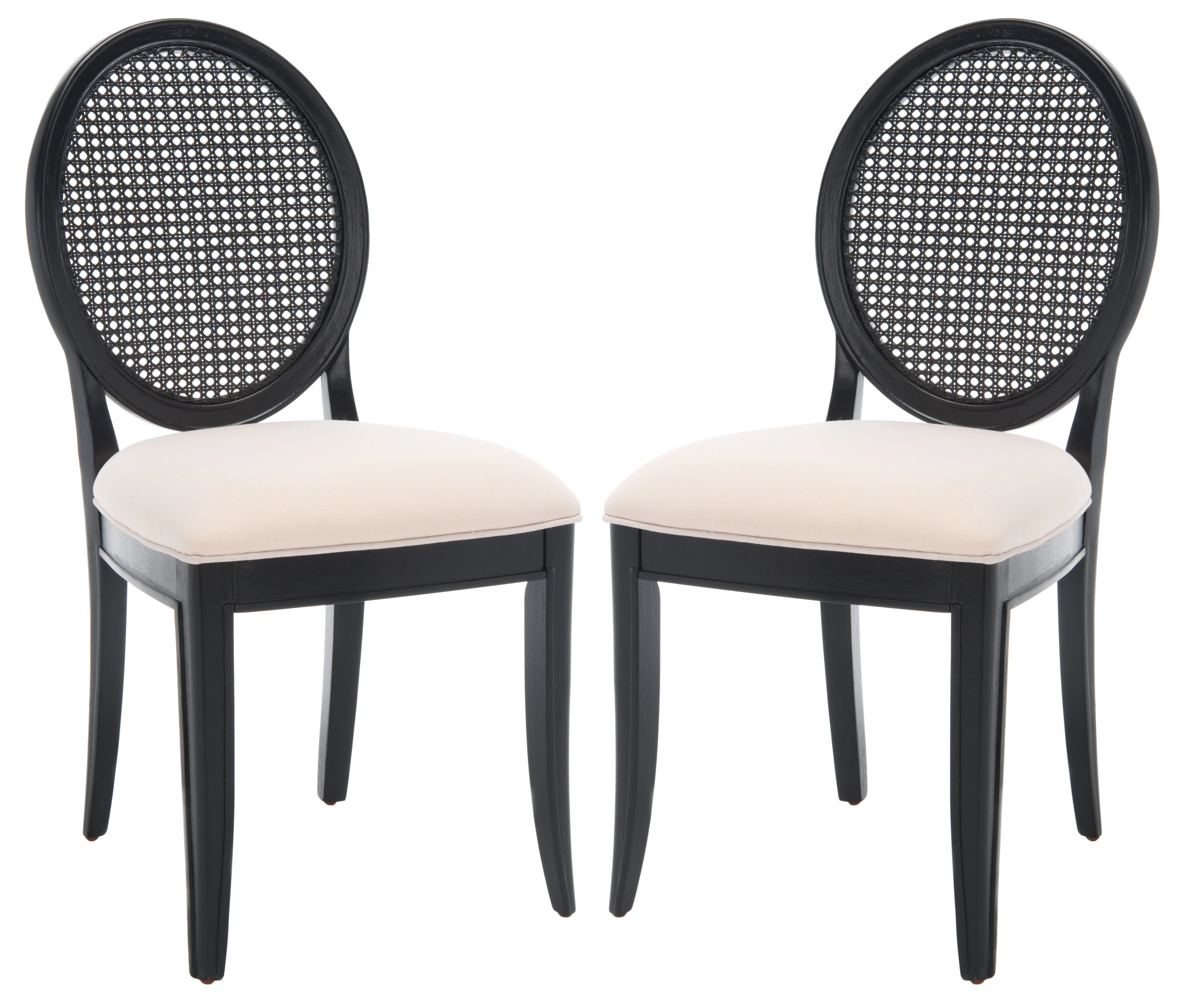 SAFAVIEH Couture Karlee Classic Linen Solid Dining Side Chair, Black/Beige (Set of 2)