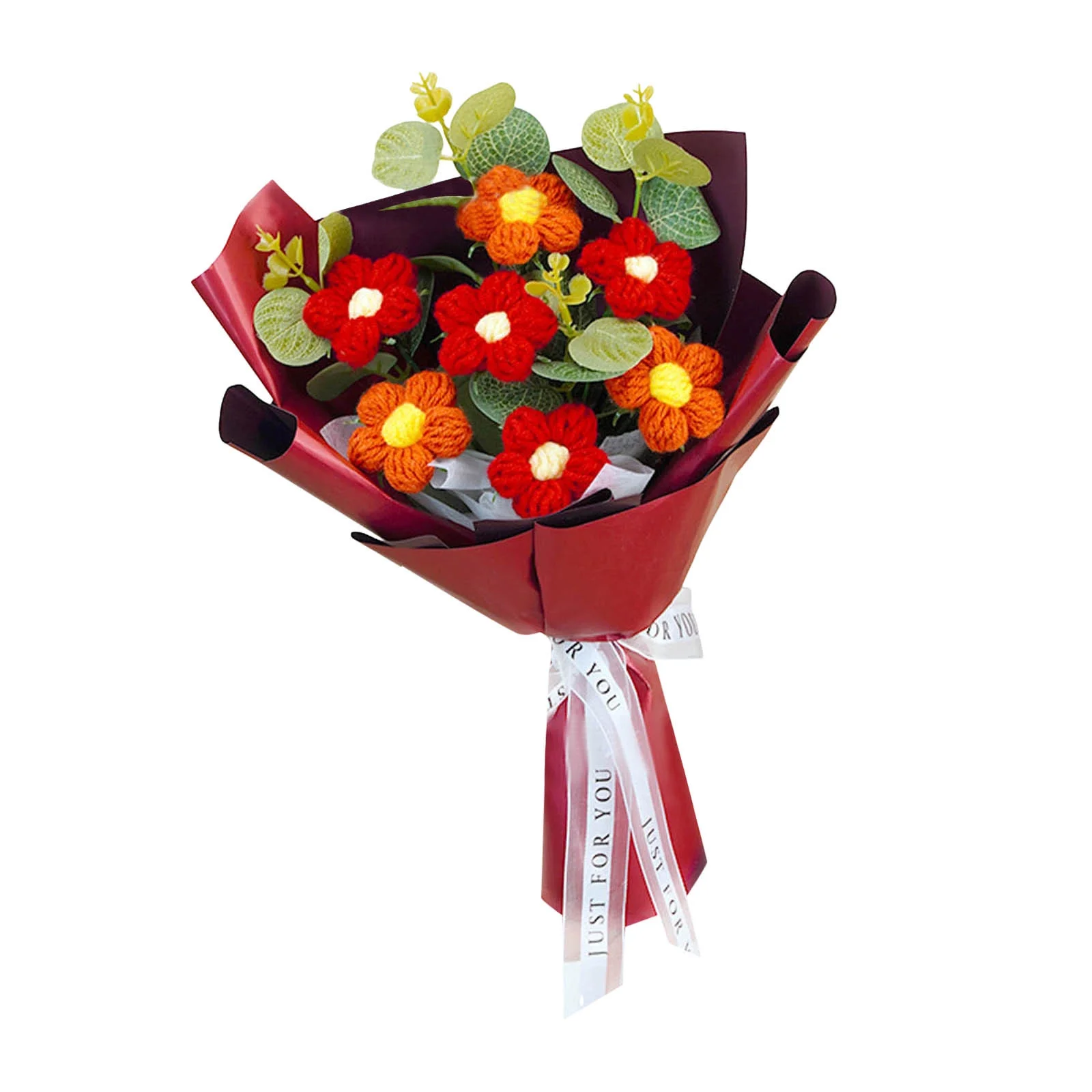 HALJEN Outdoor Artificial Flowers in Pots Plush Valentine's Flower Bouquet. Great Gift for People of All Ages. Removeable Flowers and Toys.