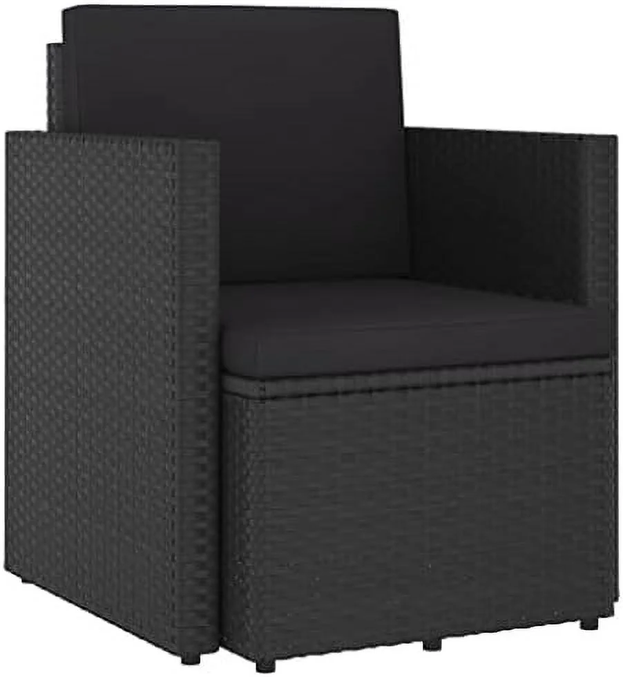 ASDRFYU Patio Chair with Cushions Outdoor Patio  Outdoor Couch Modern Style Chair  Bedroom Reading Chair   Balcony Chairs for Patio Garden Yards  Poly Rattan Black