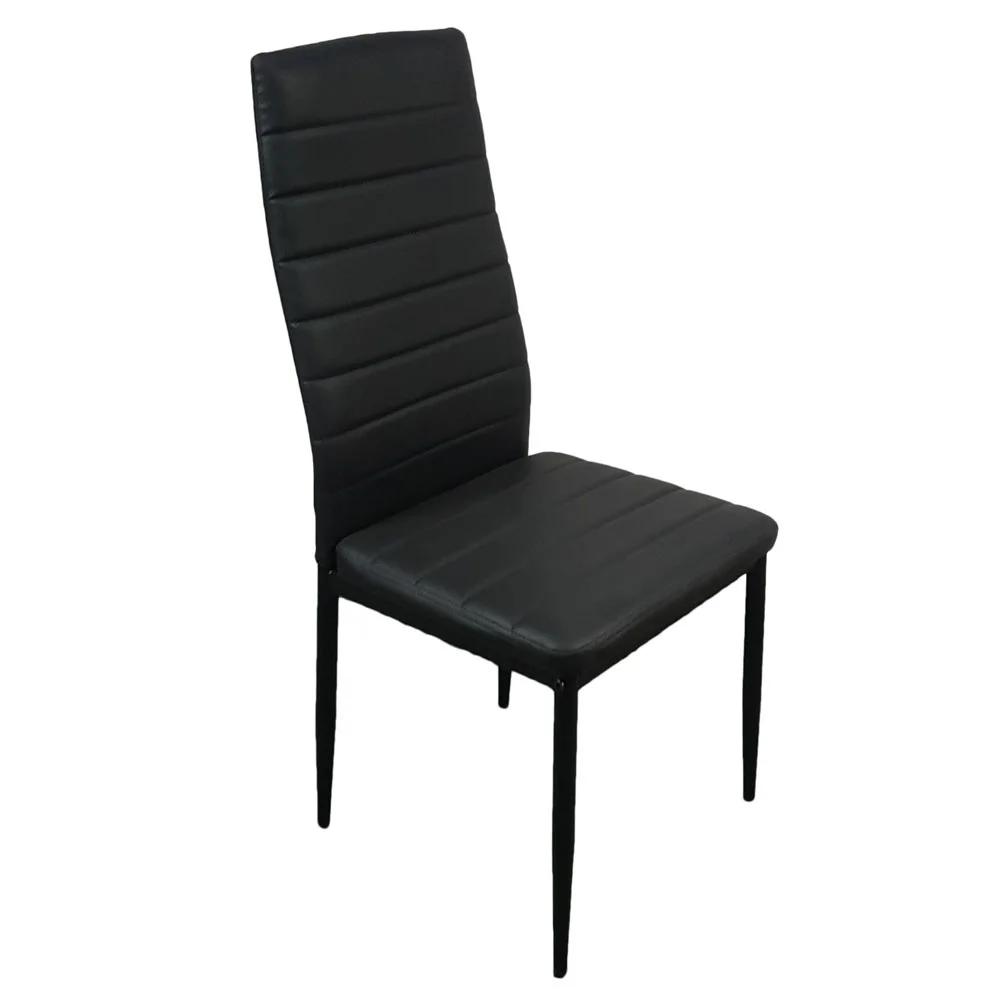 YAHAOLHGD Dining Chairs Elegant Stripping Texture High Backrest 4pcs Black