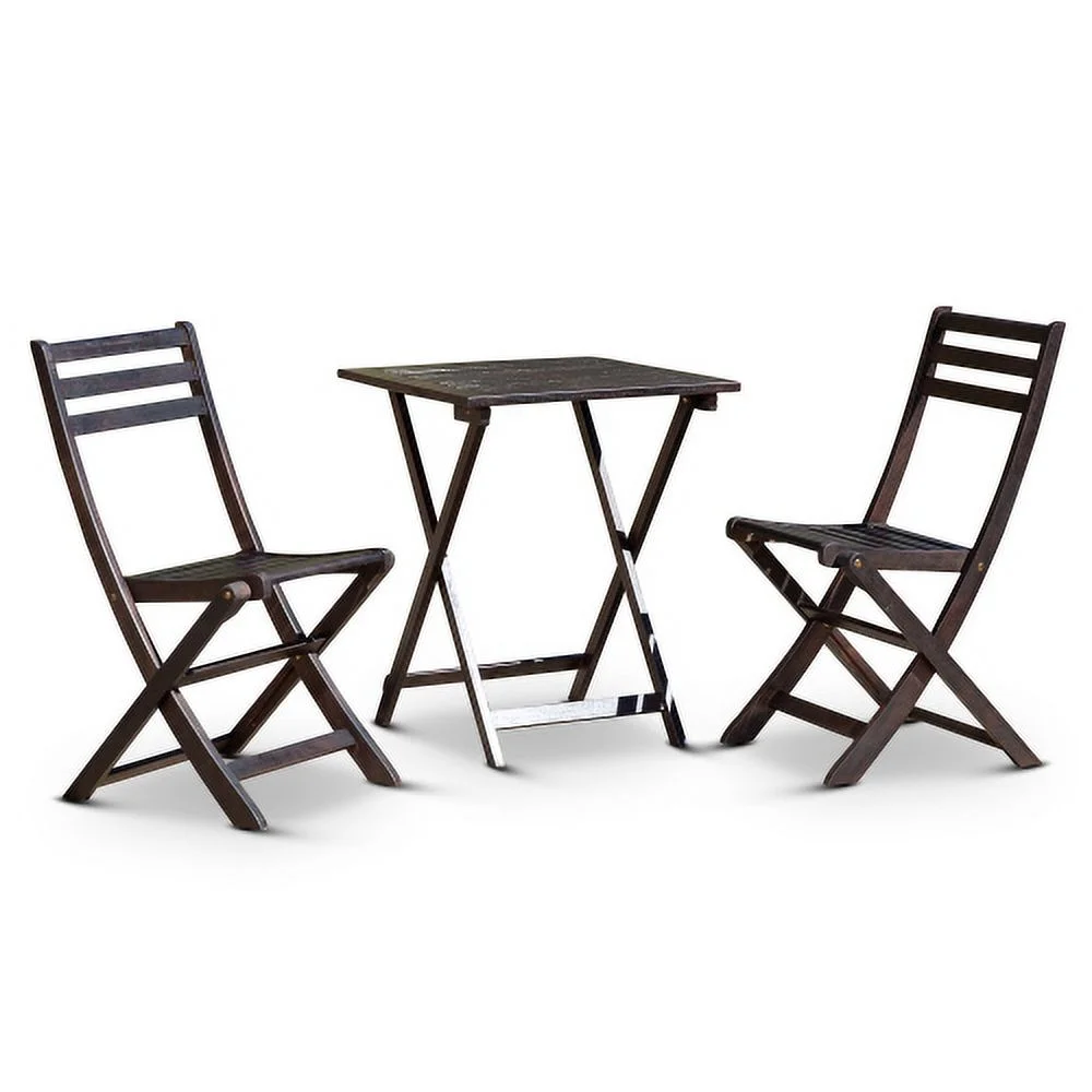 Buumin 3-Piece Eucalyptus Bistro Set, Square, Espresso
