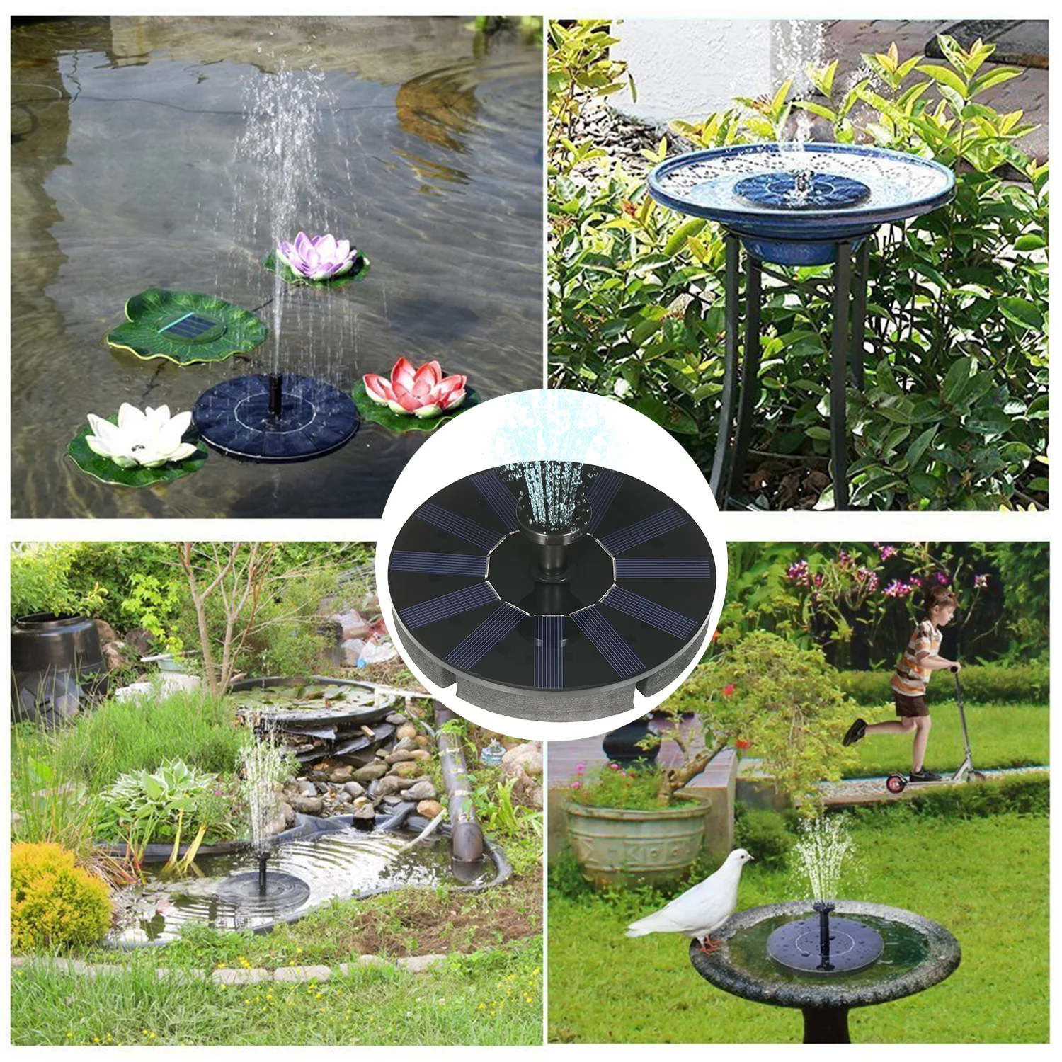Fountain Pump,4 Nozzles Bath Pump With 4 Bath Fish Pump Solar Powered Water Pump With Pond Decoration Solar Pump Nozzles Bath Fish Ombx Pump Eryue Solar