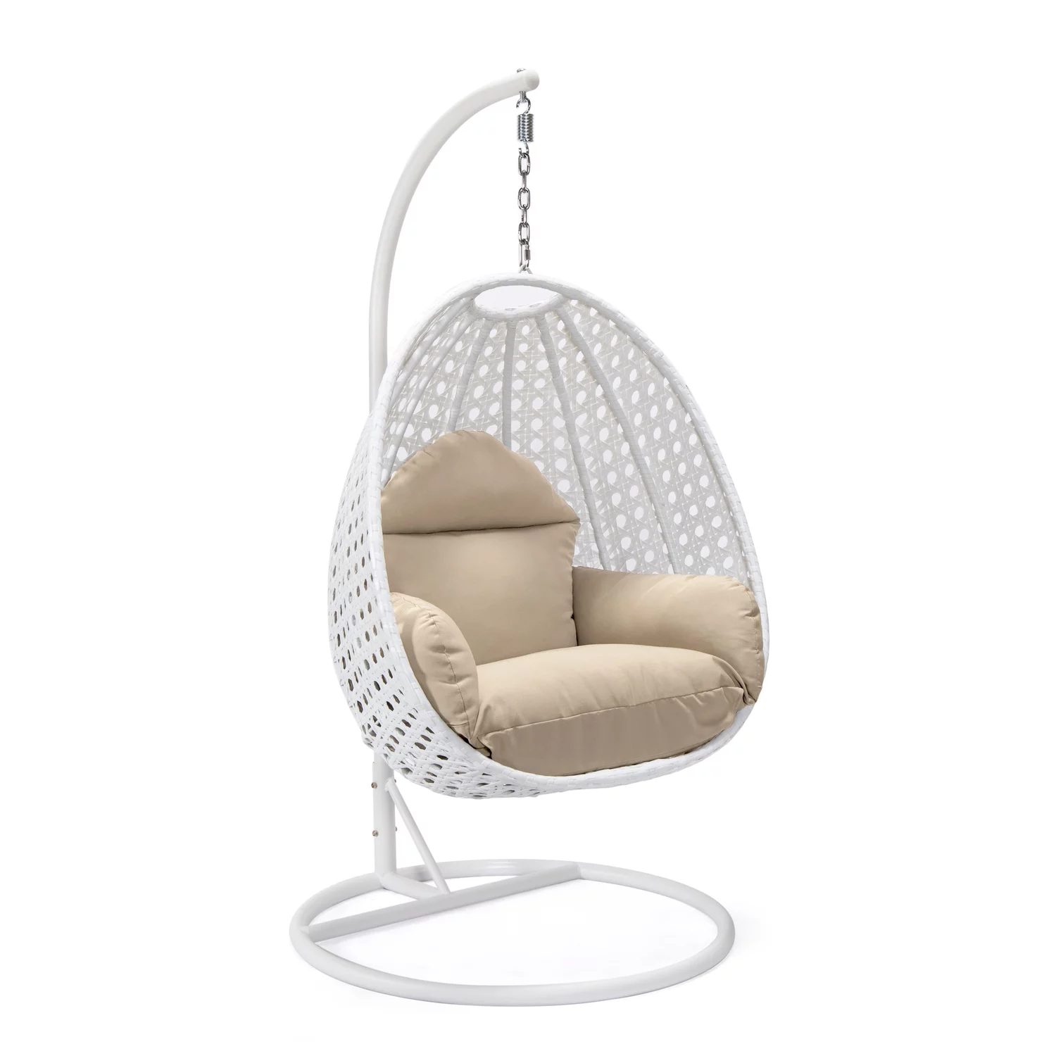 Maykoosh Artisanal Attic White Wicker Hanging Egg Swing Chair