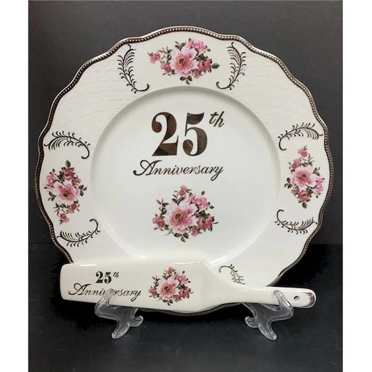 Mr. MJs HO-CK7002-25E 25Th Anniversary Cake Server & Cake Plate