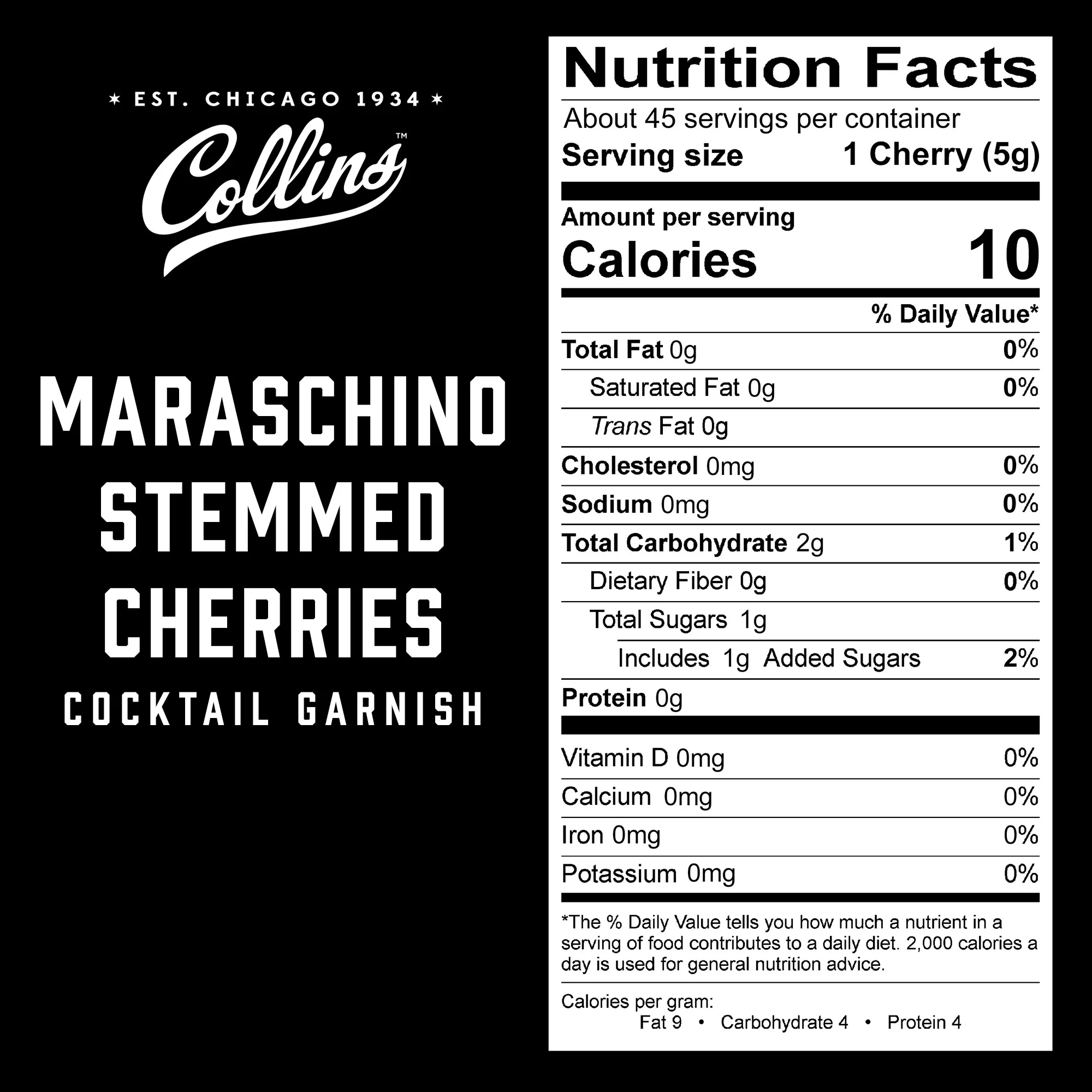 Collins Stemmed Maraschino Cocktail Cherries | Royal Anne Cherries Garnish for Cocktails, Manhattan, Old Fashioned, 26oz