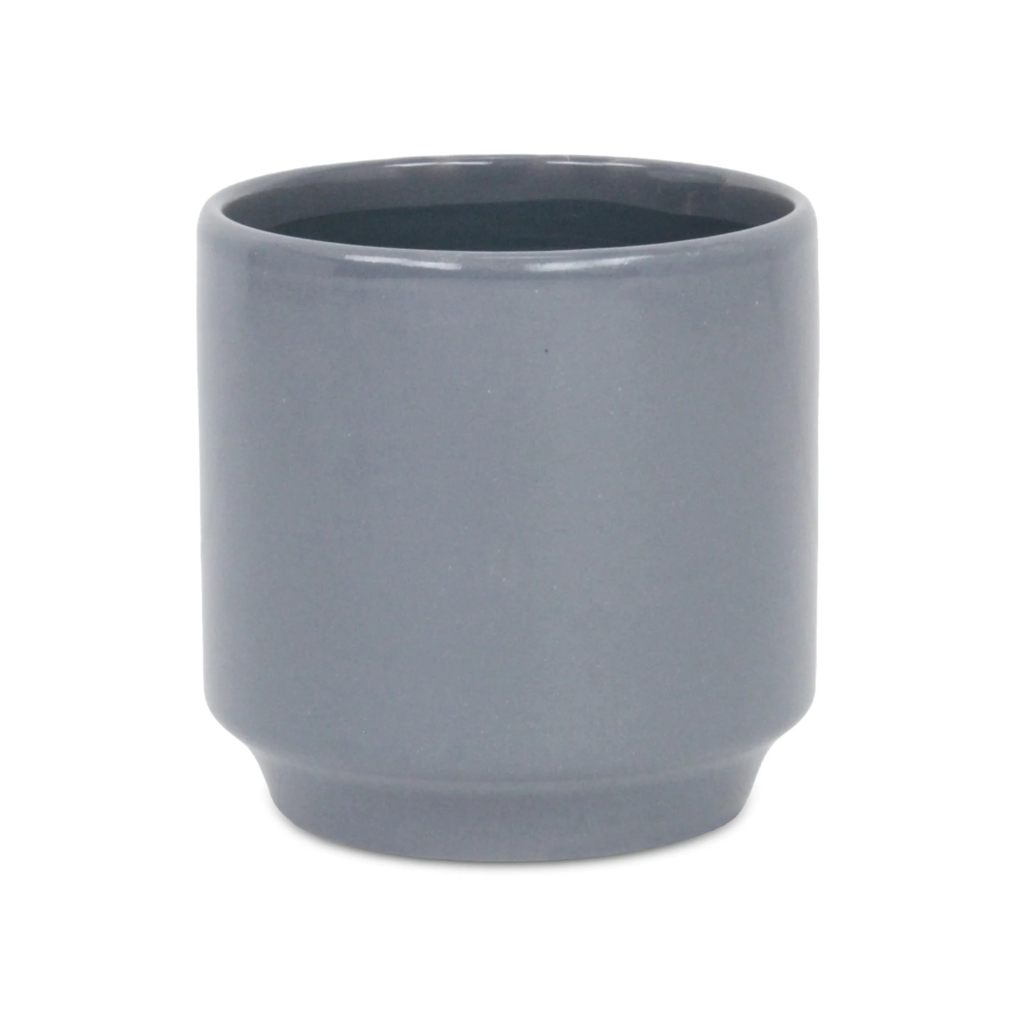 Elegora Straight Side Solid Color Ceramic Pot - Large - Gray