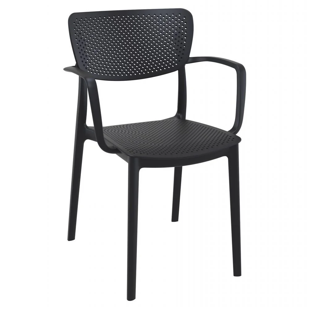 Siesta  33 x 21 x 34 in. Loft Outdoor Dining Arm Chair, Black - Pack of 2