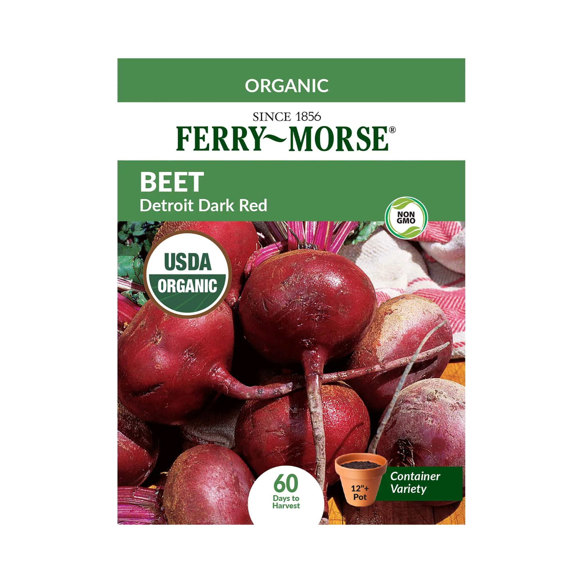 Ferry-Morse Organic 2500MG Beet Detroit Dark Red Vegetable Plant Seeds Full Sun
