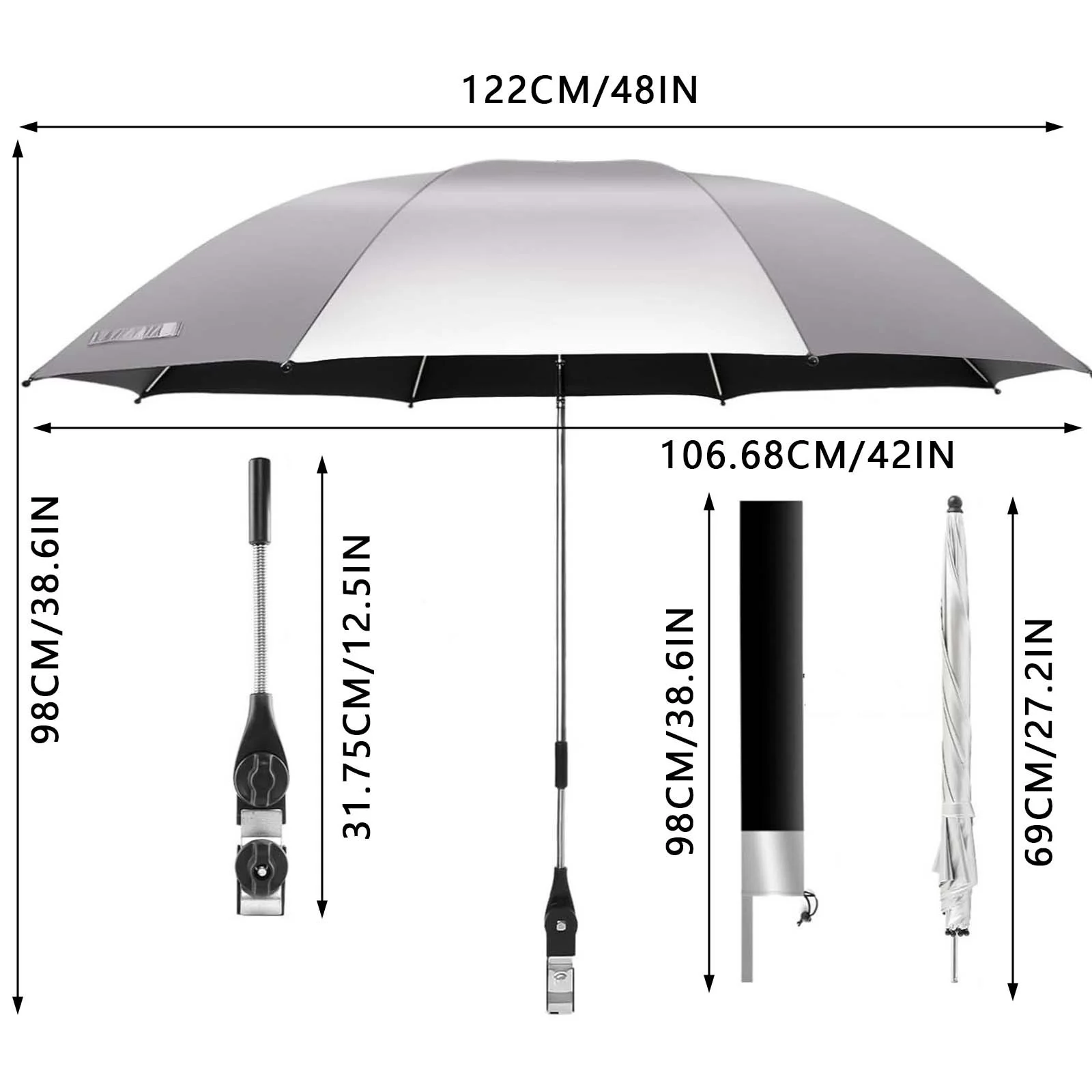 BOLUOYI Portable Camping Beach Chair Parasol Detachable Parasol Kit With Folding Chair Clamp Fishing Chair Outdoor Sun Umbrella