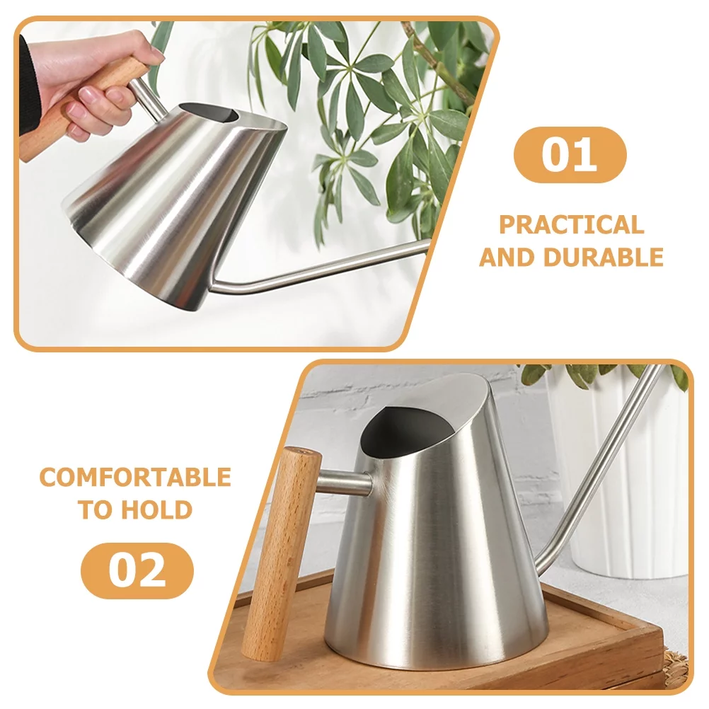 Water Kettle Plant Watering Pot Indoor Plants Jug Garden Tiller Tool Succulent Can Small Flowers Wooden Stainless Steel