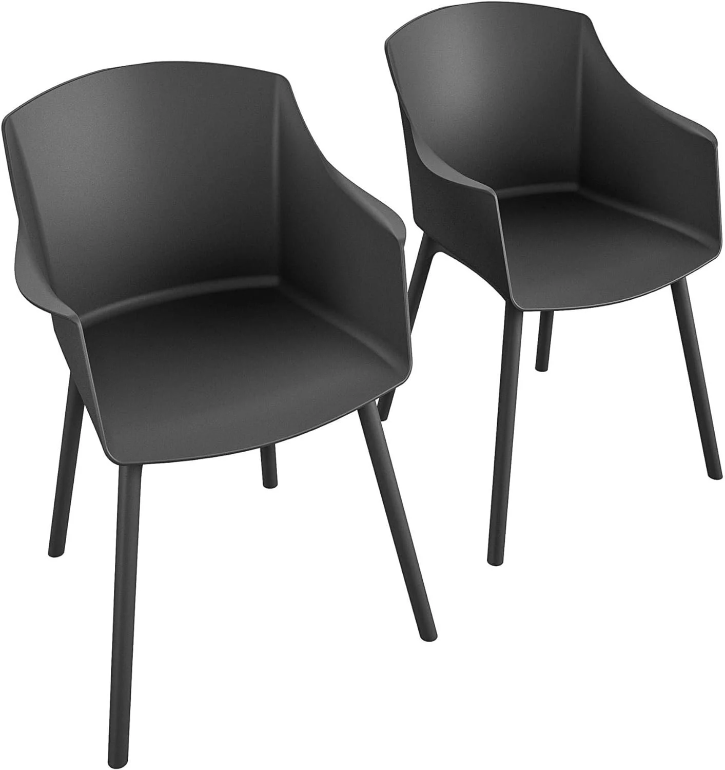 CosmoLiving by Cosmopolitan , Camelo Collection, Indoor/Outdoor Resin, 2-Pack, Black Dining Chairs, Contoured Back