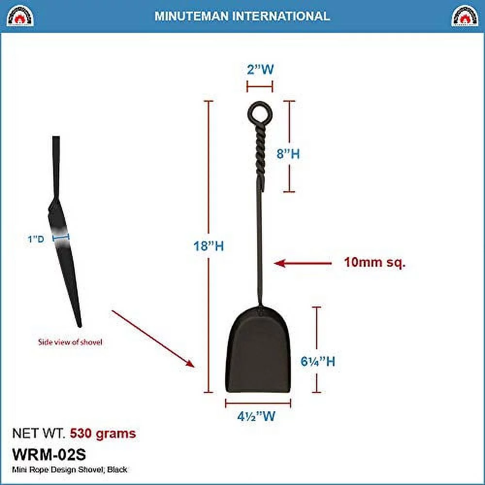 Minuteman WRM-02S WRM-02S Mini Rope Design Shovel - 18 Inch - Powder Coated Black