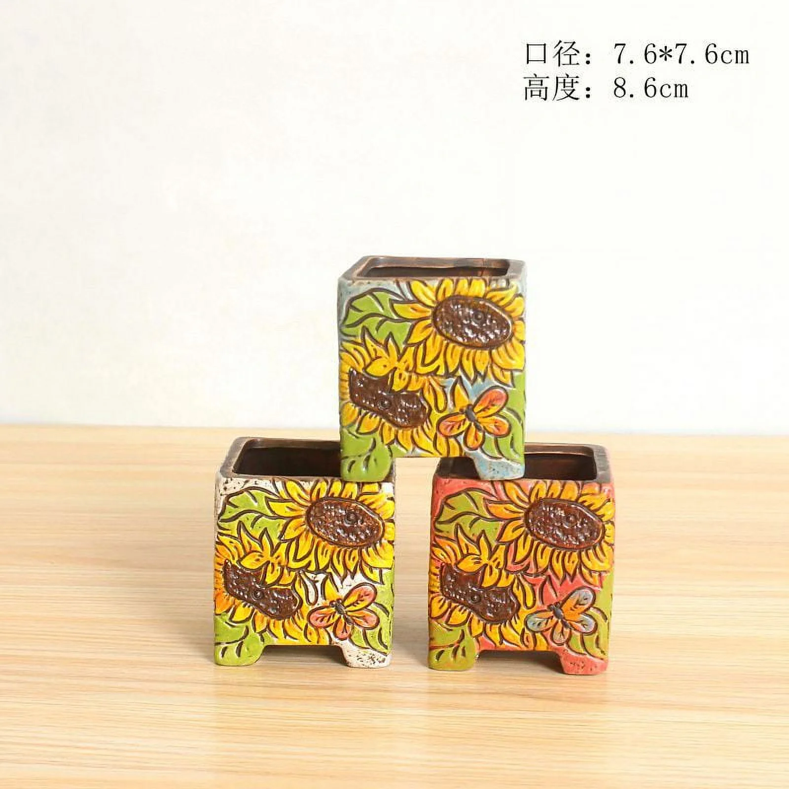 Hand-painted Ceramic Succulent Planter - Desktop Plant Pot