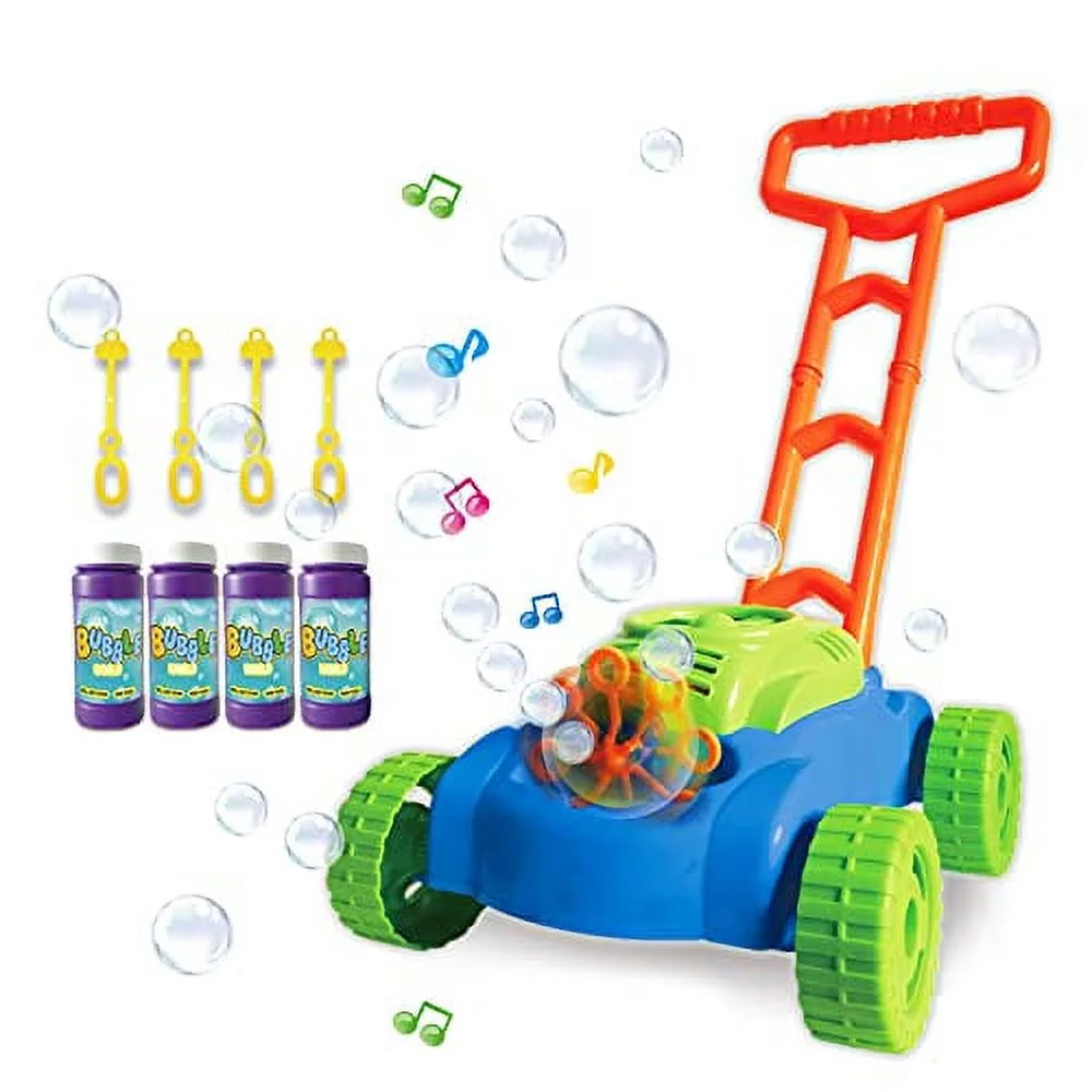 ToyVelt Bubble Lawn Mower for Kids - Automatic Bubble Machine with Music Sounds Best Toys for Toddlers Plus 4 x Bottles of Solution & 4 x Sticks - for Boys & Girls Ages 3 -12 Years Old