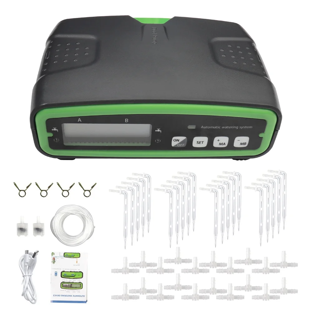 Intelligent Automatic Watering Device Double Pump Timed Waterer Garden Terrace Drip Irrigation System for 20 Potted Plant Flower