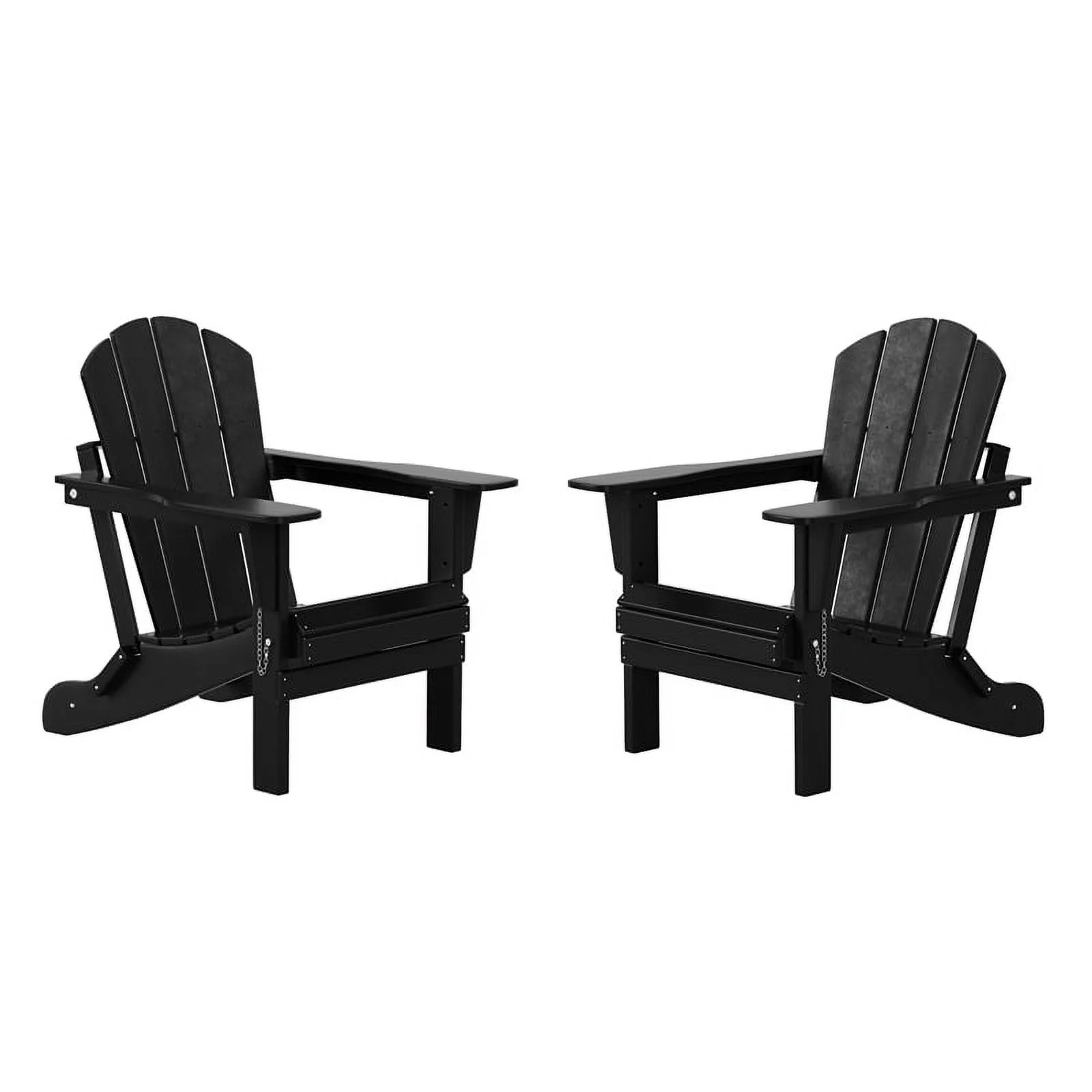 Afuera Living Coastal Outdoor Folding Poly Adirondack Chair (Set of 2) in Black