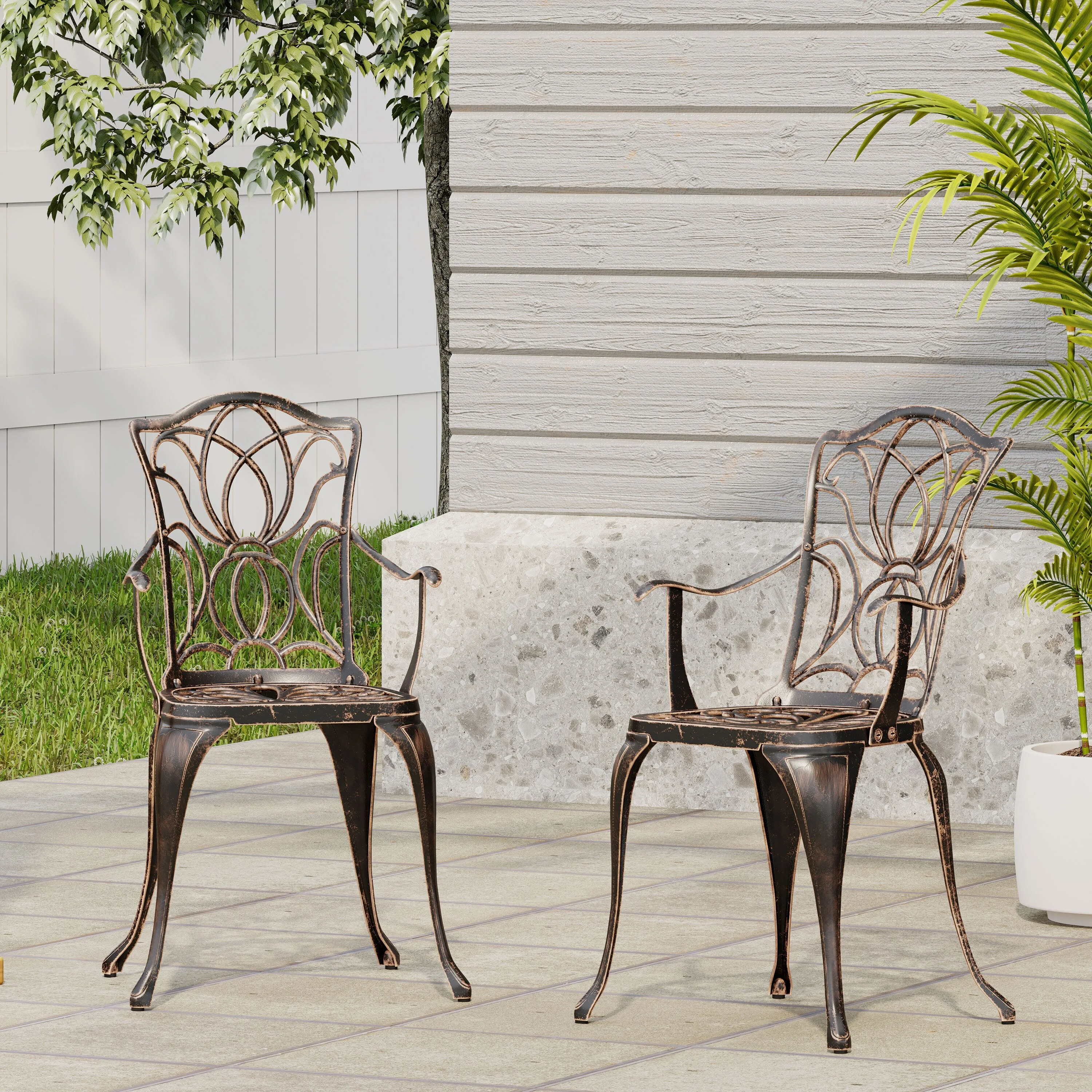 Christopher Knight Home Tucson Cast Aluminum Outdoor Dining Chairs by