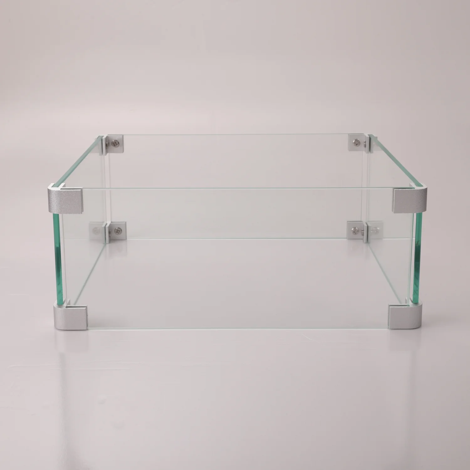 Elegant Square Glass Wind Guard for Stylish Modern Fire Table  Protective Tempered Glass Windshield for Outdoor Fire Pit  Stylish Tempered Glass Fire Pit Cover with Windscreen  Modern Squ