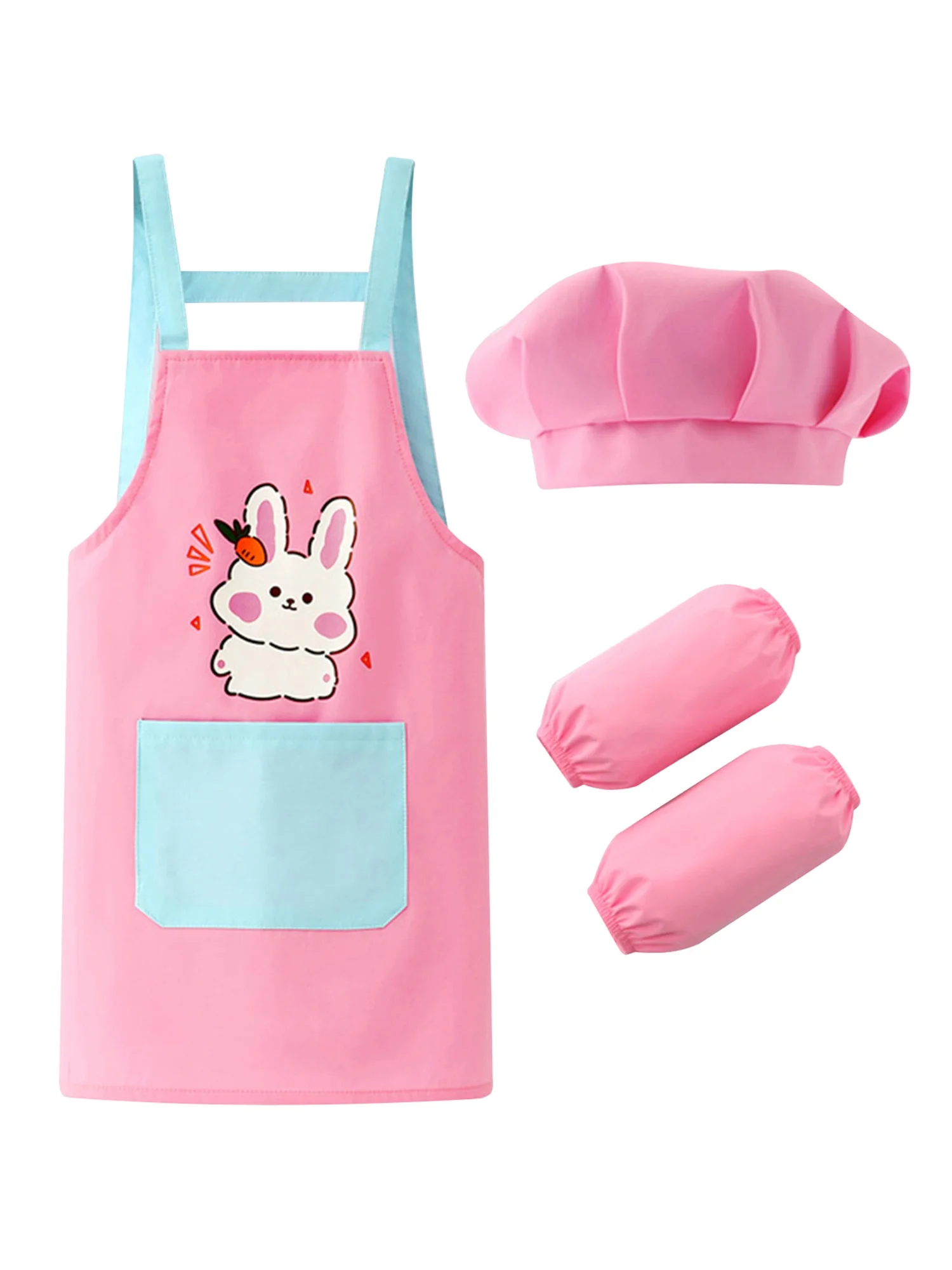 CHICTRY Kids Girls Halloween Artist Costume Painter Dress-Up with Hat Apron Arm Sleeve Cook Cosplay Set Pink 120/L