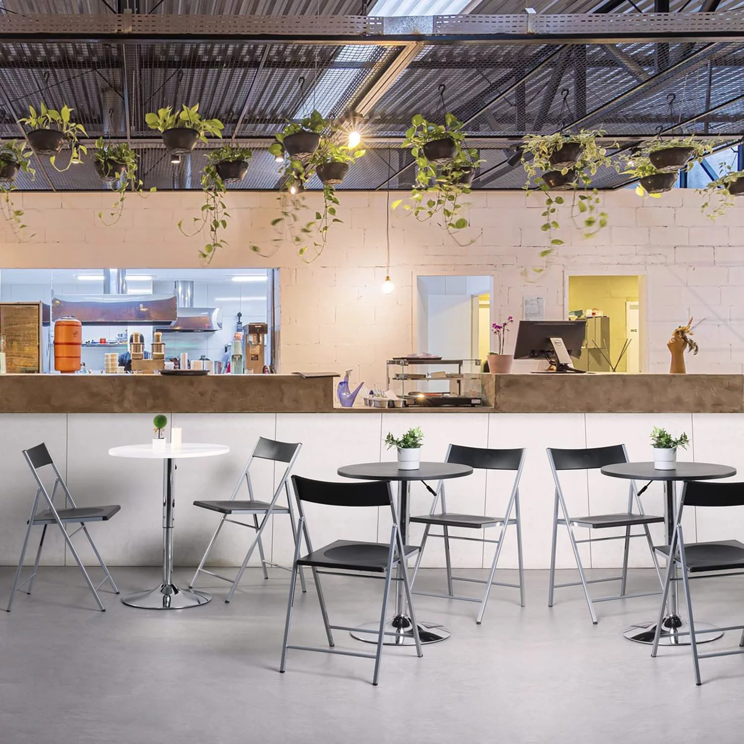 SQWERD Foldable Portable   Waiting Room Chairs for Home Office Living Meeting Reception Room Party Poker Stackable Conference Chairs  Black (Set of 6)