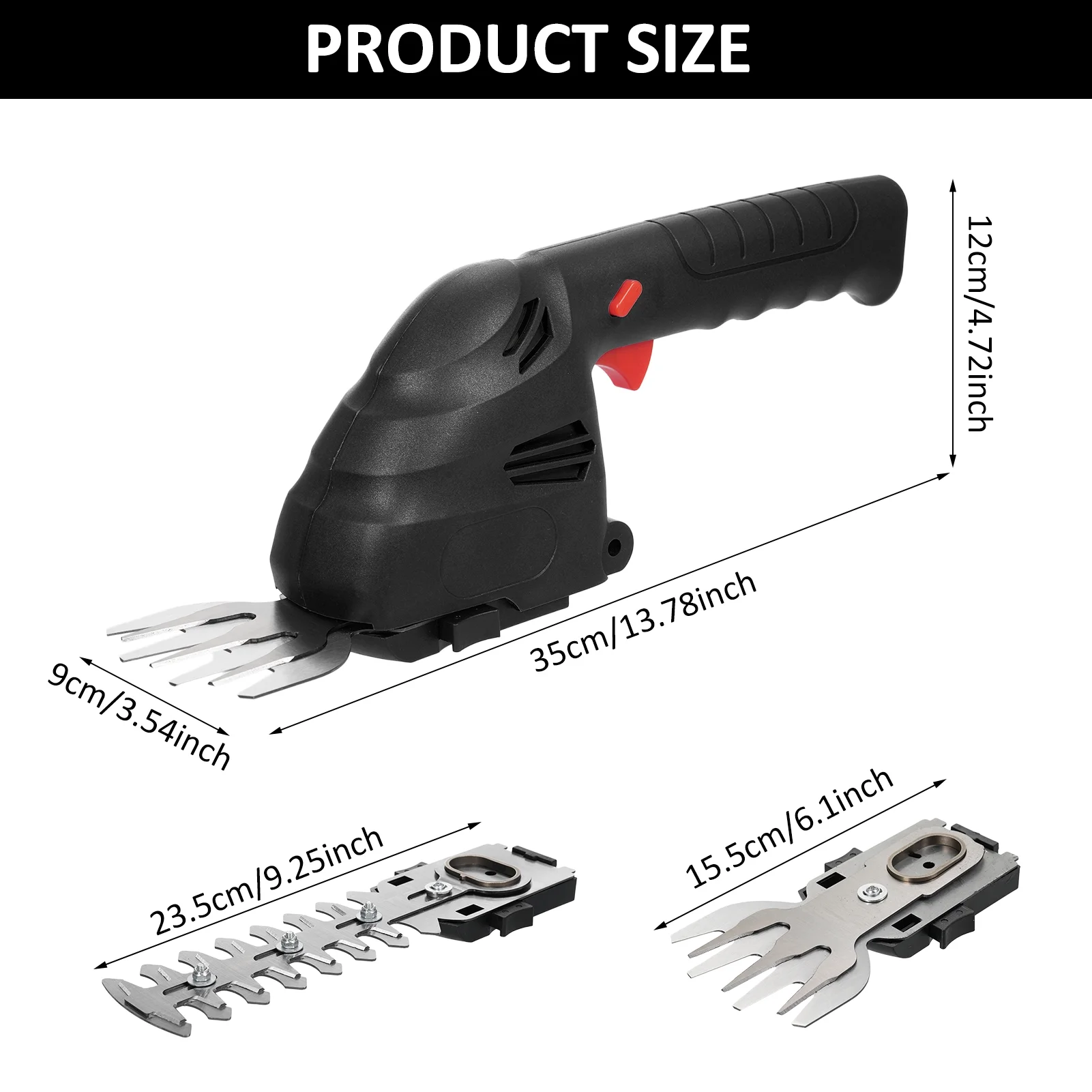 Geevorks Dual Purpose Hedge Trimmer, Electric Tool for Shrub Branch and Lawn, Comes with 2.0Ah Battery and Type C Charging Cable
