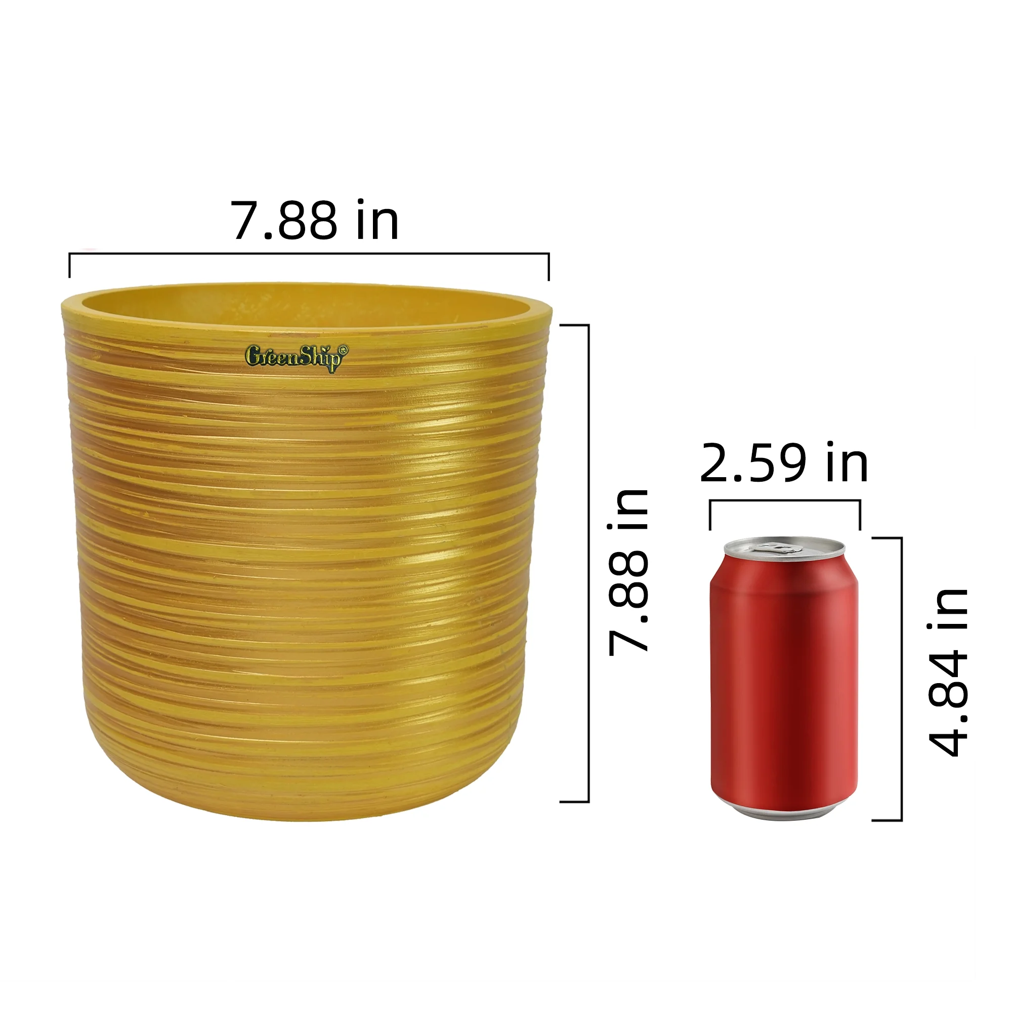 GreenShip 2 Pack Planters for Indoor Plants,8 inchPlant Pots with Drainage Hole,Flower Pots,Golden