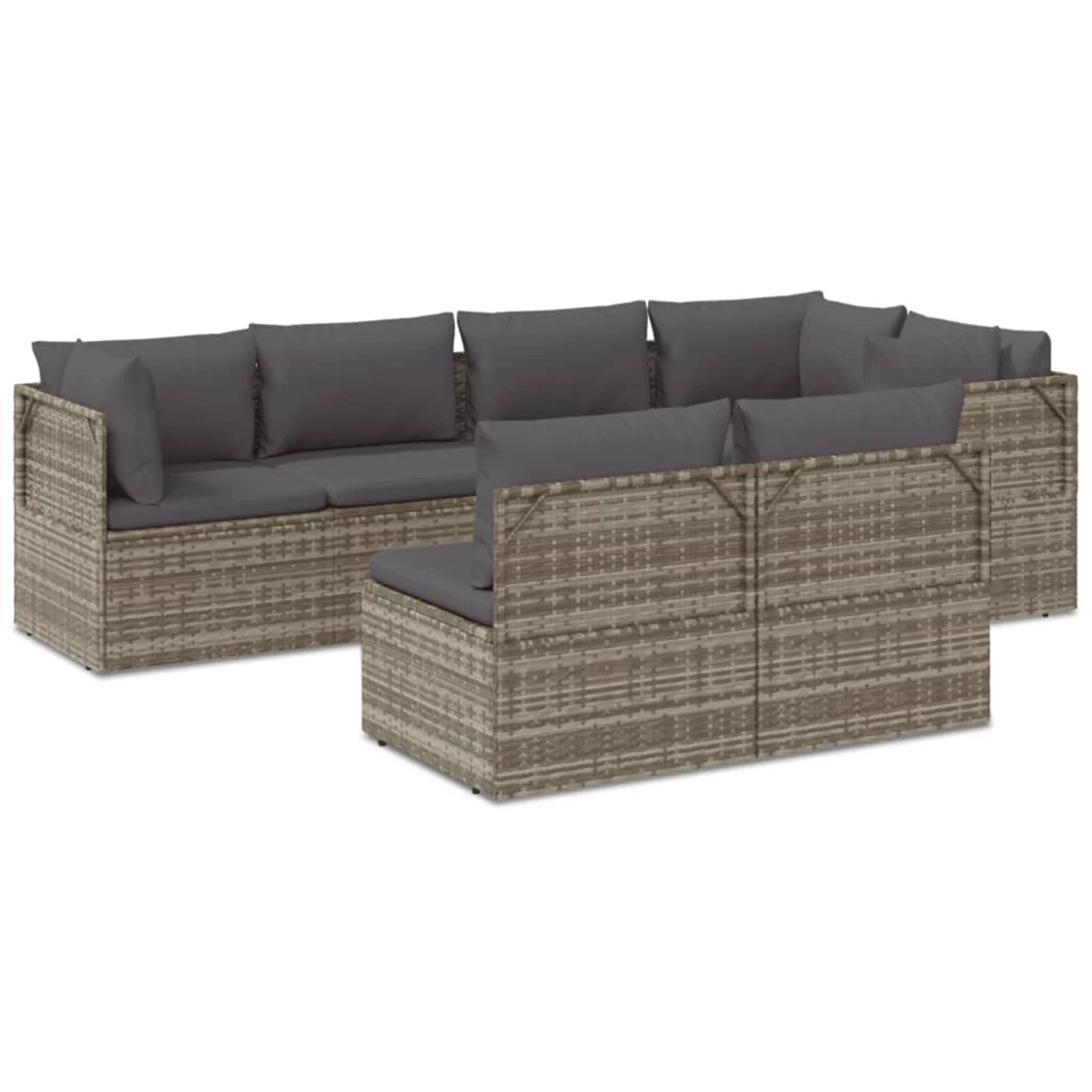 Aibecy 7 Piece Patio Set with Cushions Gray Poly Rattan