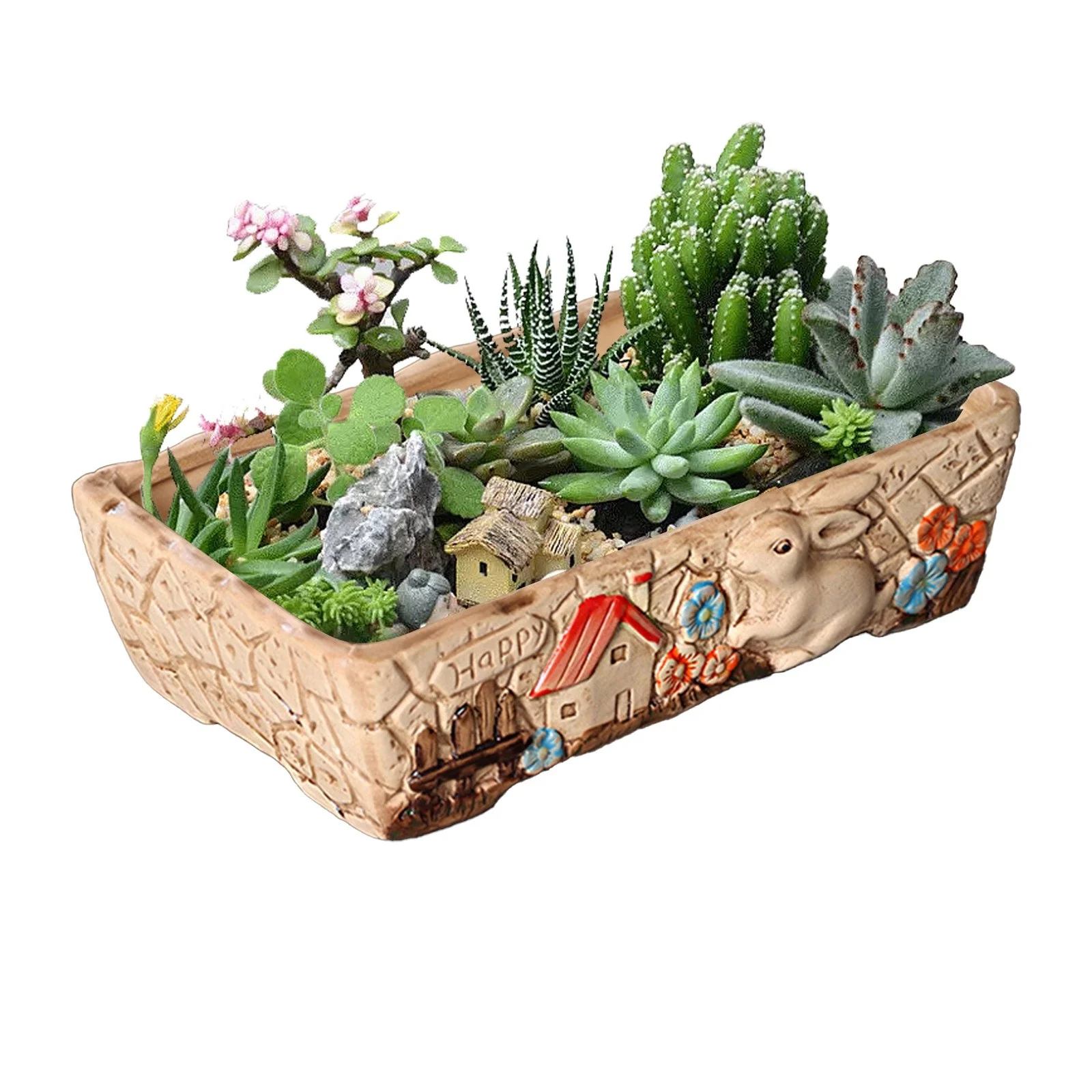 LLQkigsxse Smart Flower Pot with tooth Meaty Flower Pot Ceramic Big Flower Pot Simple Large Caliber Thick Pottery Meaty Plate Rabbit Flower Pot New Styles 40Th Birthday Gifts Men