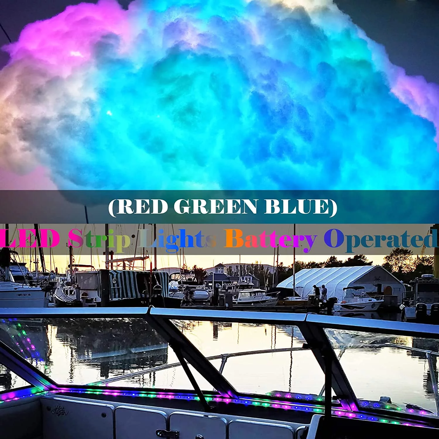 Namzi -a 9.8FT 90Led RGB Strip Lights Battery Powered Remote Control, 8 Modes, Dimmable, Timer, Self-Adhesive, Cuttable, Waterproof, for TV Computer Monitor/Screen Decor