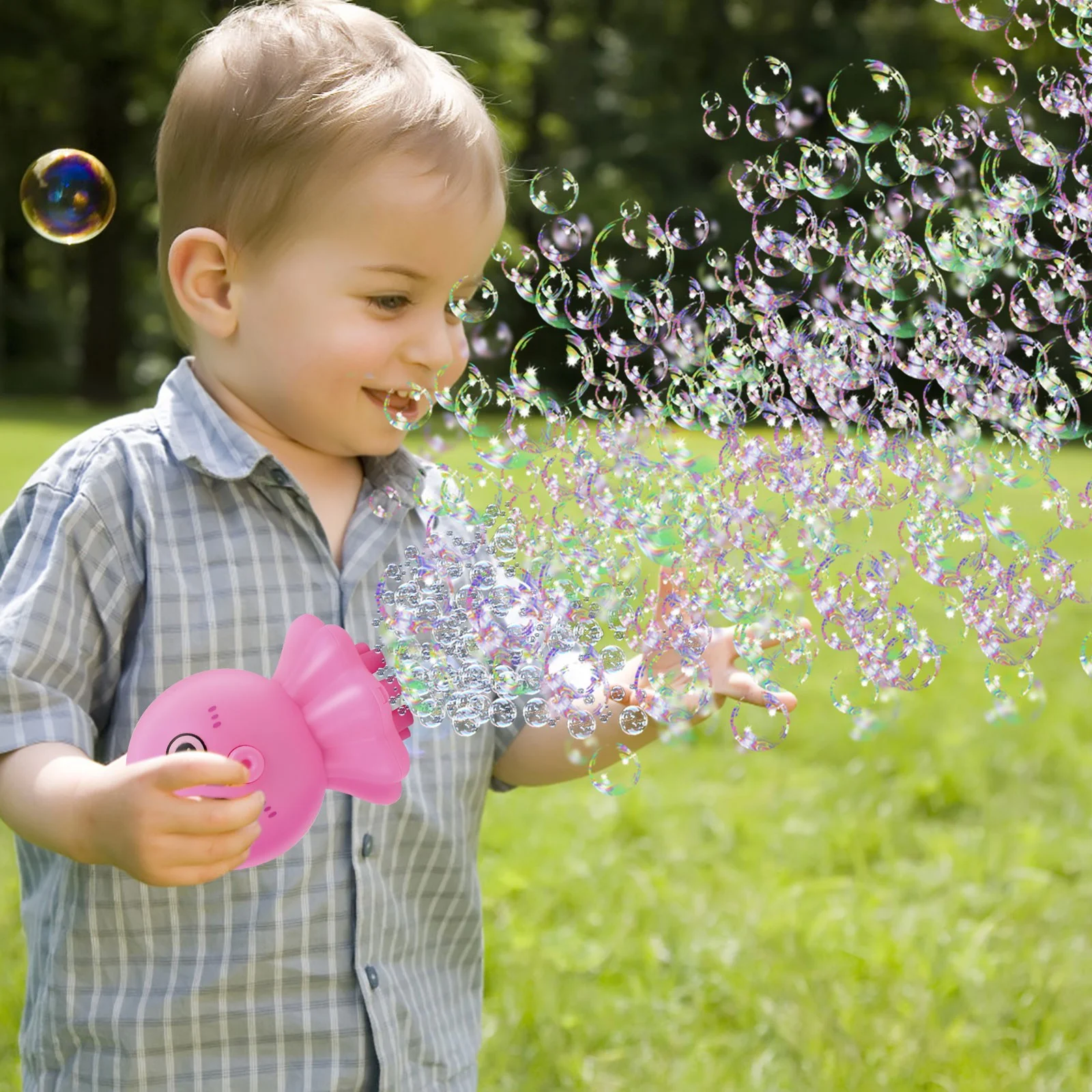 Toys For Toddler Boy Girls Bubble Maker Blower Machine For Kids Outdoor Outside Play 10ML Kids Outdoor Activity Center Bubbles Pack Champagne Bubbles Bubble Blower Wand Set Elastic Smog Bubble