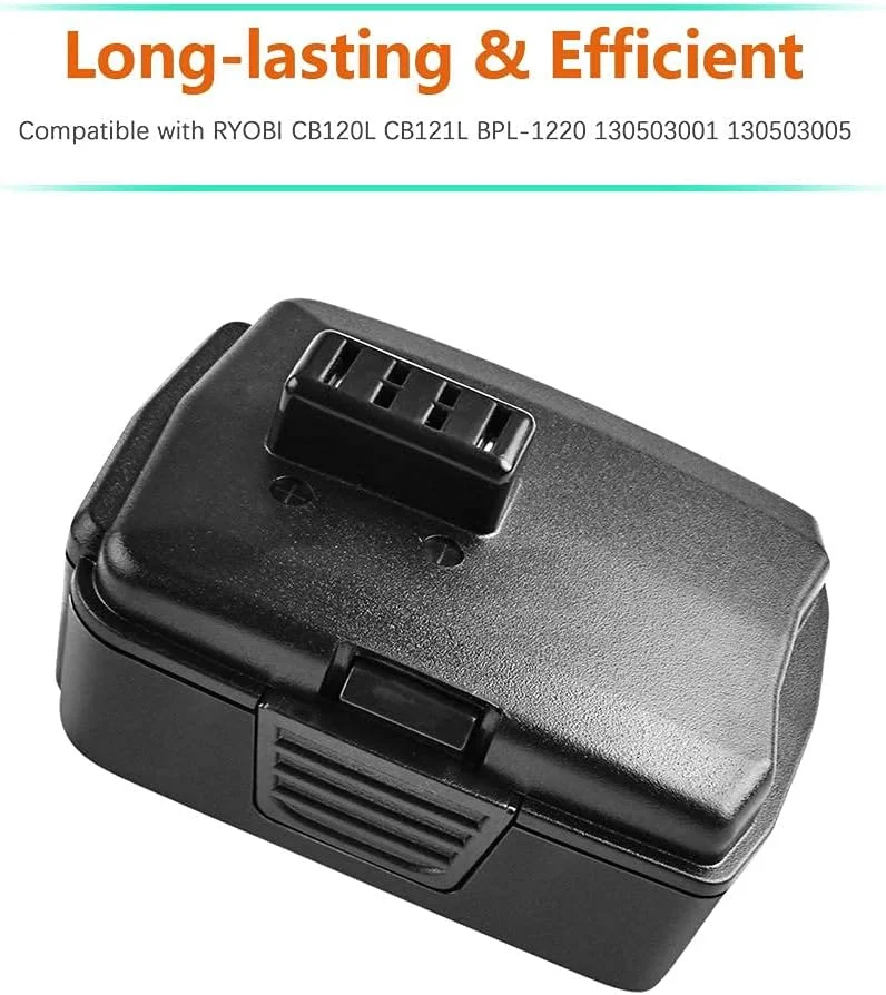 2Packs CB120 Battery Compatible with Ryobi 12V CB120L CB121L BPL-1220 130503001 130503005 Li-ion Power Tool Battery (NOT fits for CB120N)