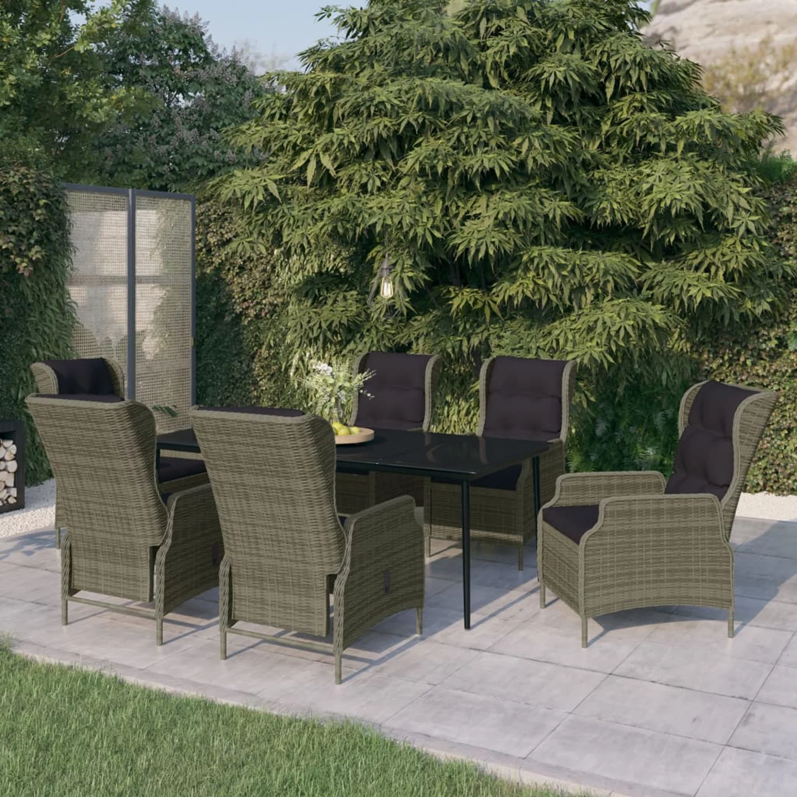 Andoer parcel,Table Set 3099671 7 Piece Patio Set And Chairs Set Table And Set Set Chair Table Furniture Set Vidaxl Balcony Dinner Furniture Set Poolside Piece Balcony