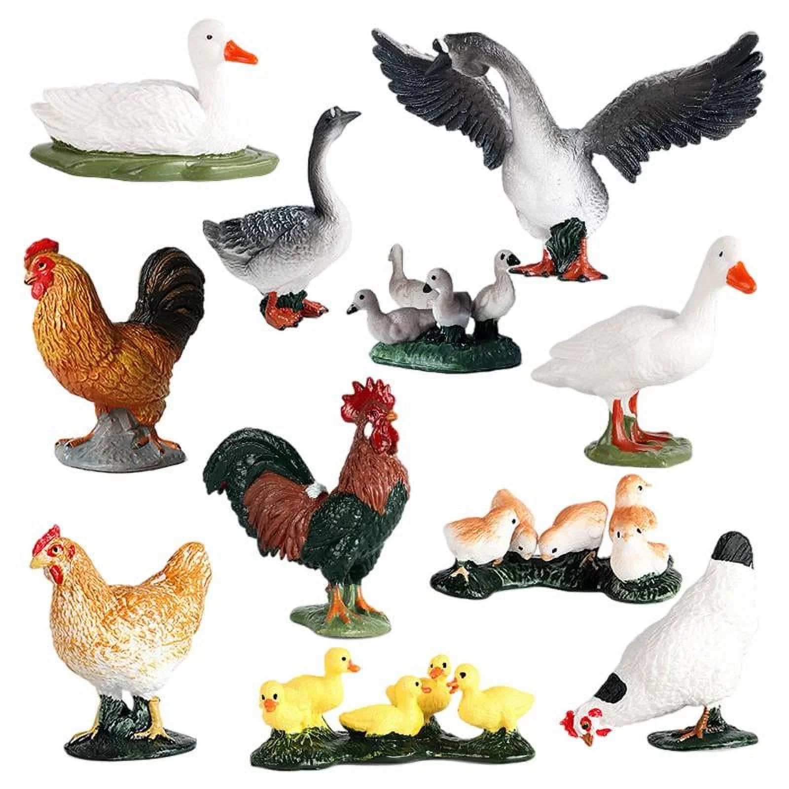 11x Farm Animal Model Playset Cake Toppers Duck Figures for Gift