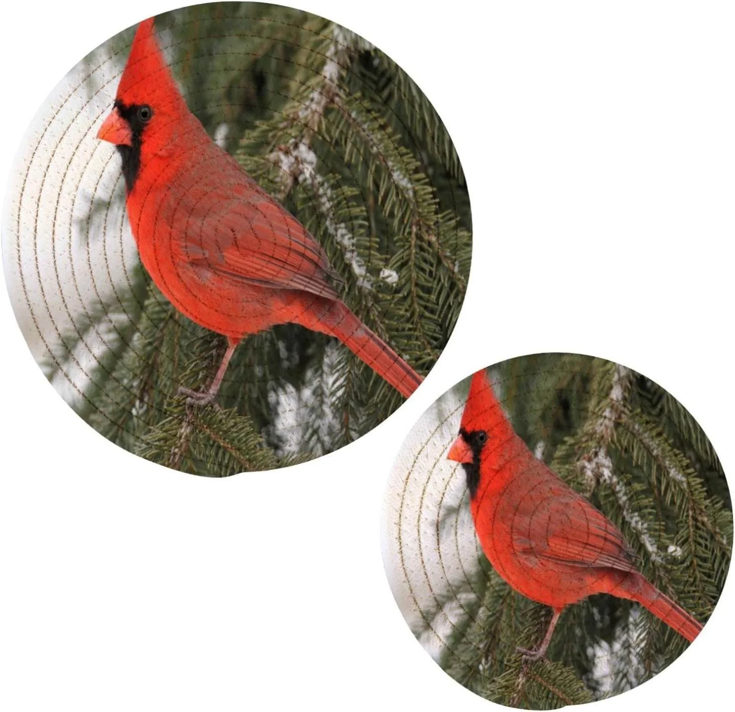 Spruce Branch Cardinal Snow Potholders Set Trivets Set 100% Pure Cotton Thread Weave Hot Pot Holders Set of 2, Winter Stylish Coasters, Hot Pads, Hot Mats,Spoon Rest For Cooking and Baking