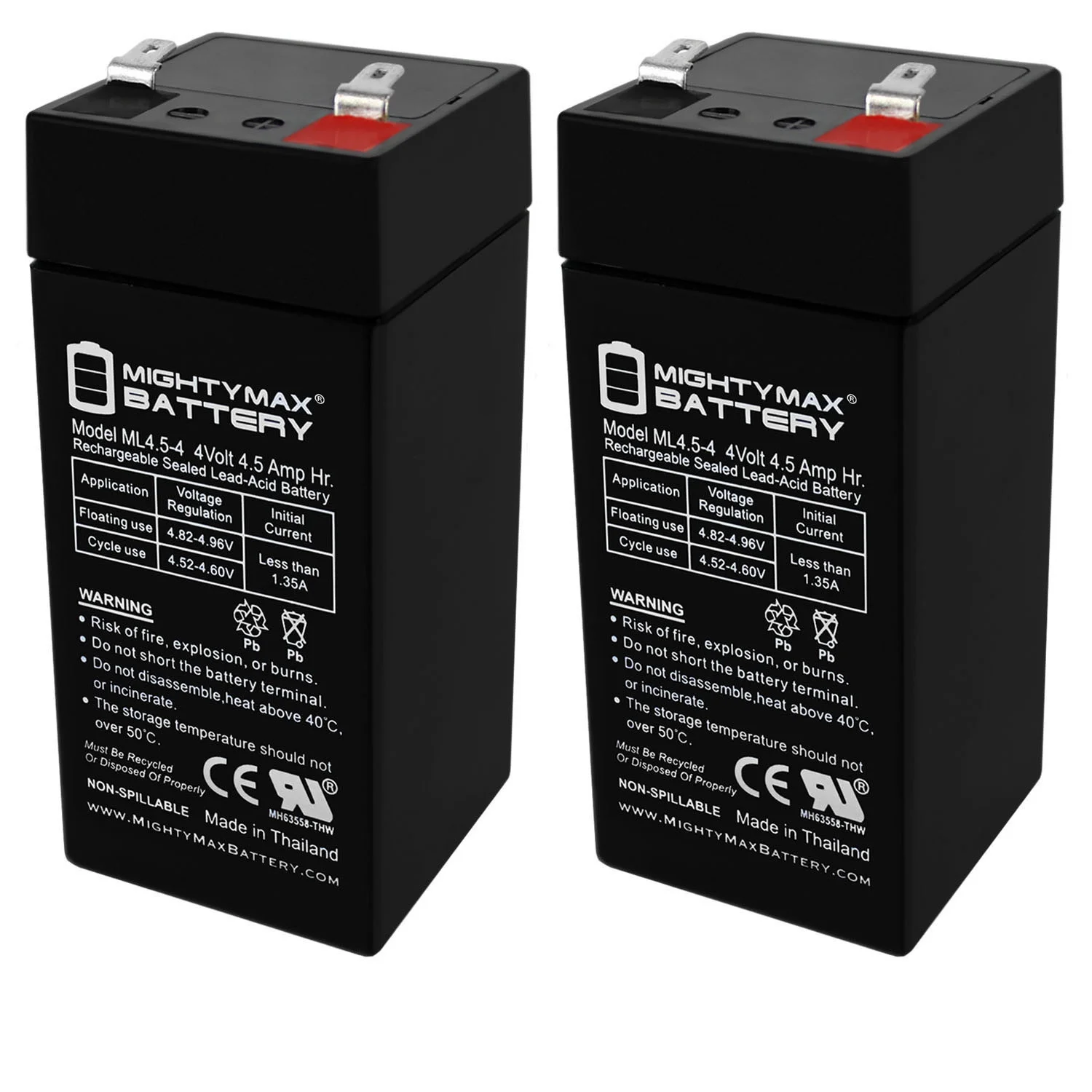 4 Volt 4.5 Ah Battery for Tractor Supply 2 Mile Fence Charger - 2 Pack