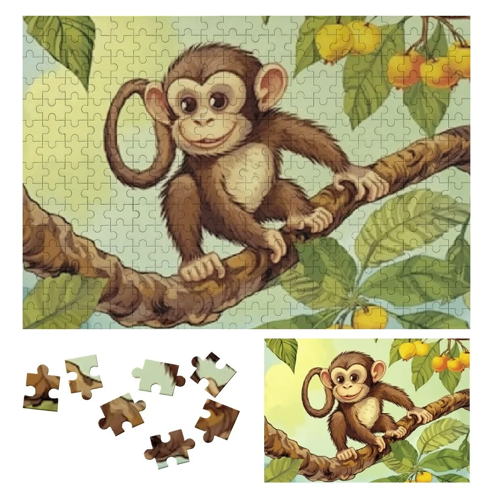 ONETECH Monkey Tree Branch Banana Wooden Jigsaw Puzzle Impossible Wooden Puzzles Gift for Family Friends 300 PCS