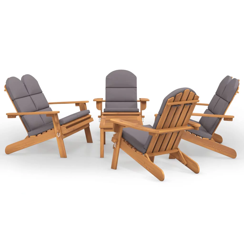 moobody 5 Piece Adirondack Patio Set Solid Wood Acacia