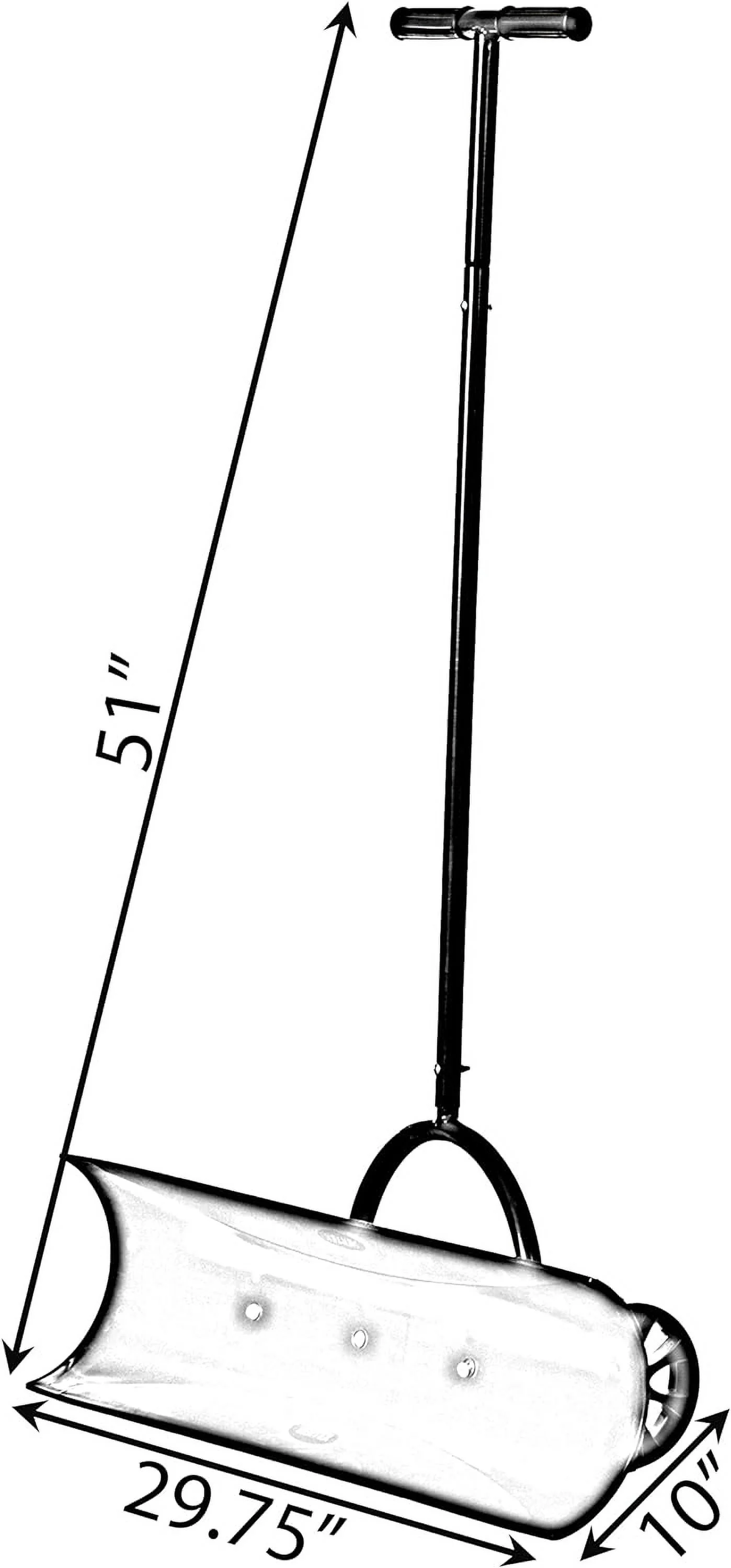 Black Heavy Duty Snow Shovel Rolling Pusher Remover With Wheels And Wide Blades, (QI004186)