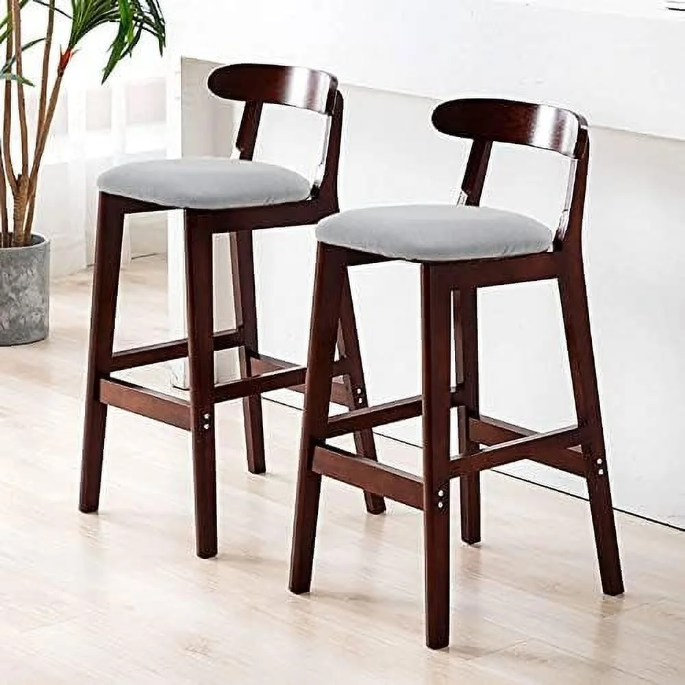 CGFHYP Stools  Counter Height  Stools Upholstered Fabric  stools for Kitchen Counter Oak Solid Wood Frame Dining Chairs Suitable for Bistros Cafes Restaurants(Wood  24In)