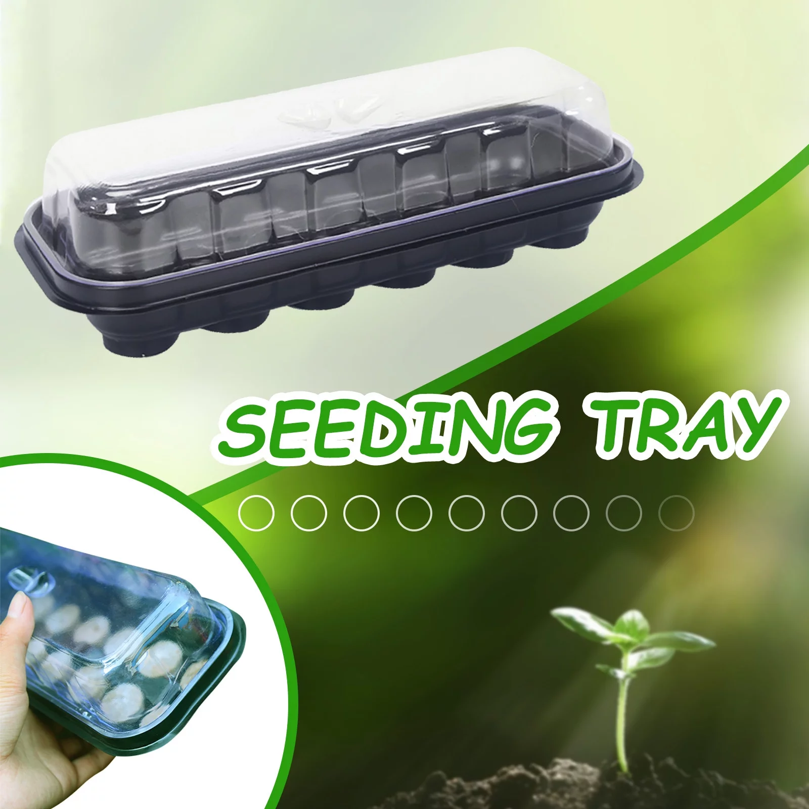 Long Sowing Seedling Tray With 12 Gr id Seedling Block Gardening Box Tray with Shelled Corn Sprout Tray Squirrel Food Humidity Trays for Succulent Propagation Tray Growing Mats *6PCS