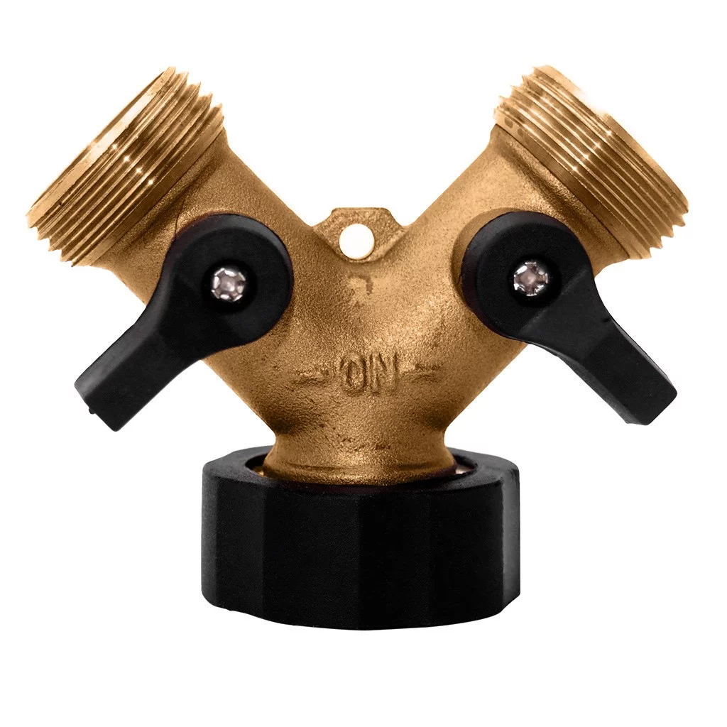 Garden Hose Y Connector Shunter Water 2 Way Faucet Adapter Solid Brass Washer All New