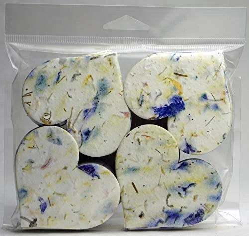 Bulk Seed Paper Large Hearts Flower Petals Set of 100 Recycled Handmade Shapes (Blue Recycled #45s)