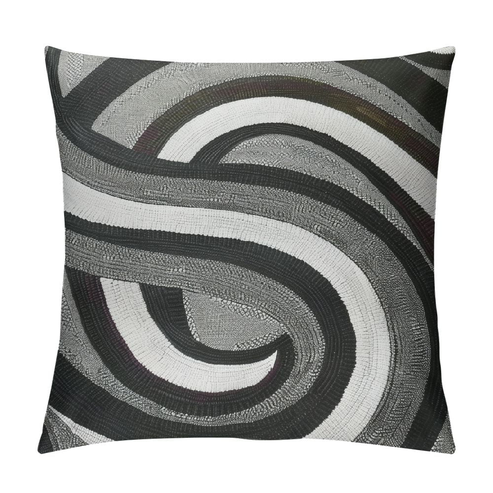 Ollo0ord Geometric Circle Cushion Cover Black and White Art Throw Pillow Cover for Outdoors Chair Retro Gray Print Cushion Case for Bedroom Car Party Couch, White