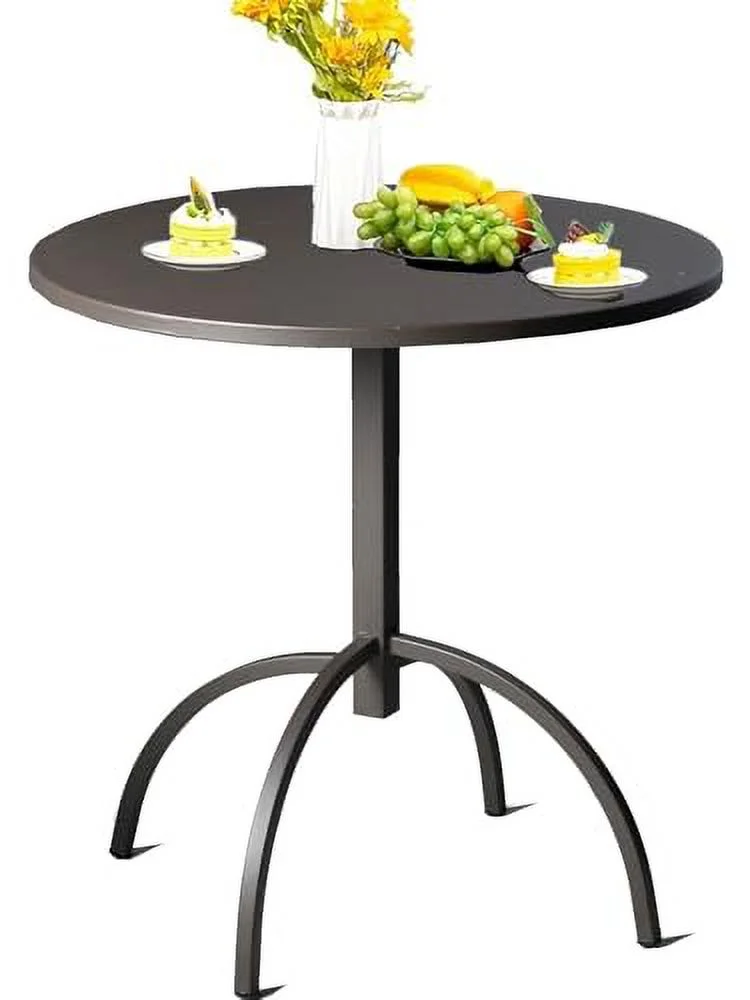 Lisuden Patio Bistro Metal Dining Table, Outdoor Steel Slat Round Table for 2 Person,Diameter 27.5
