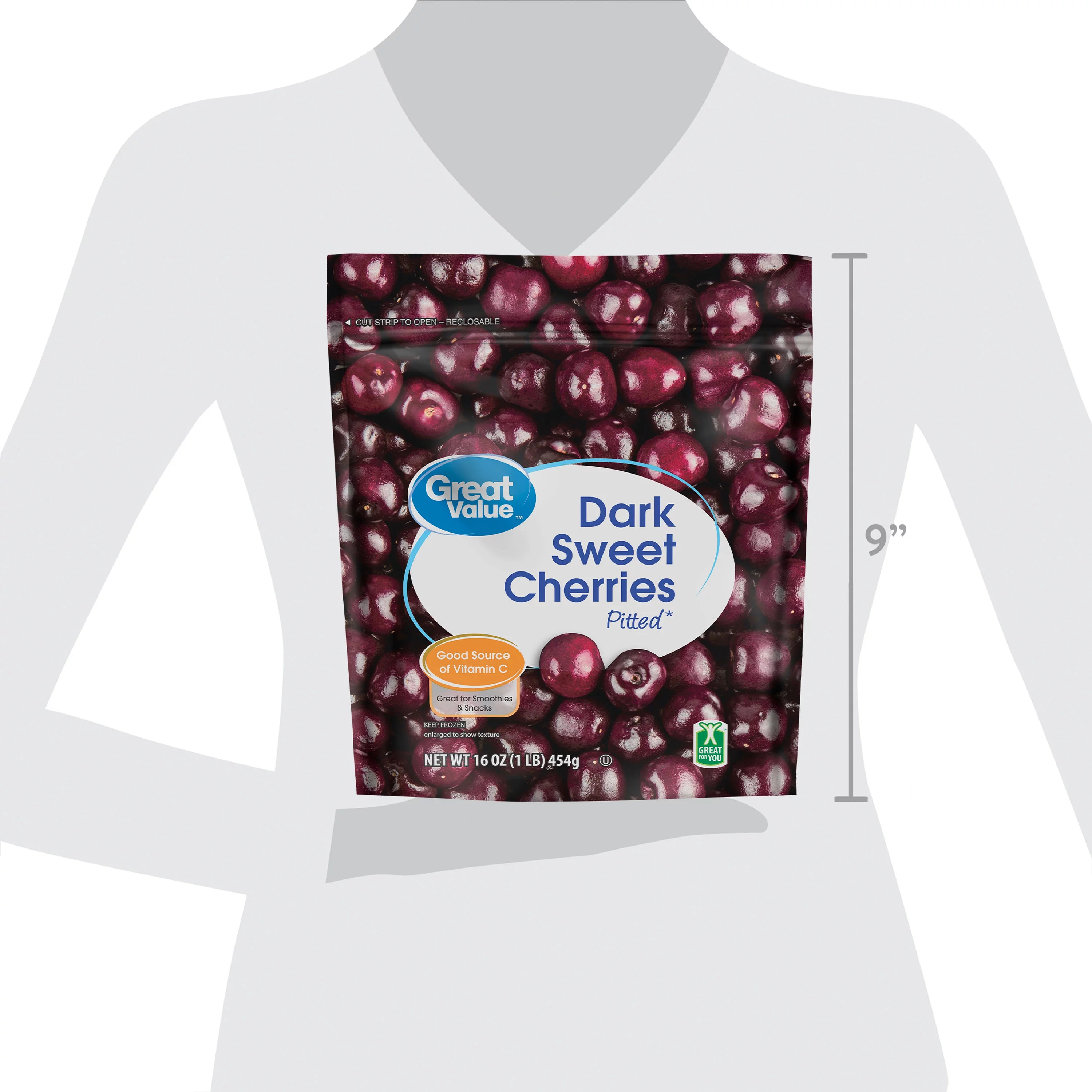 Great Value Pitted Dark Sweet Cherries, 16 oz (Frozen)