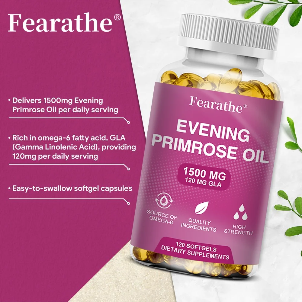Evening Primrose Oil 1500mg, 30/60/120 Capsules Promotes Women's Health - Cold Pressed, Non-GMO, Gluten Free