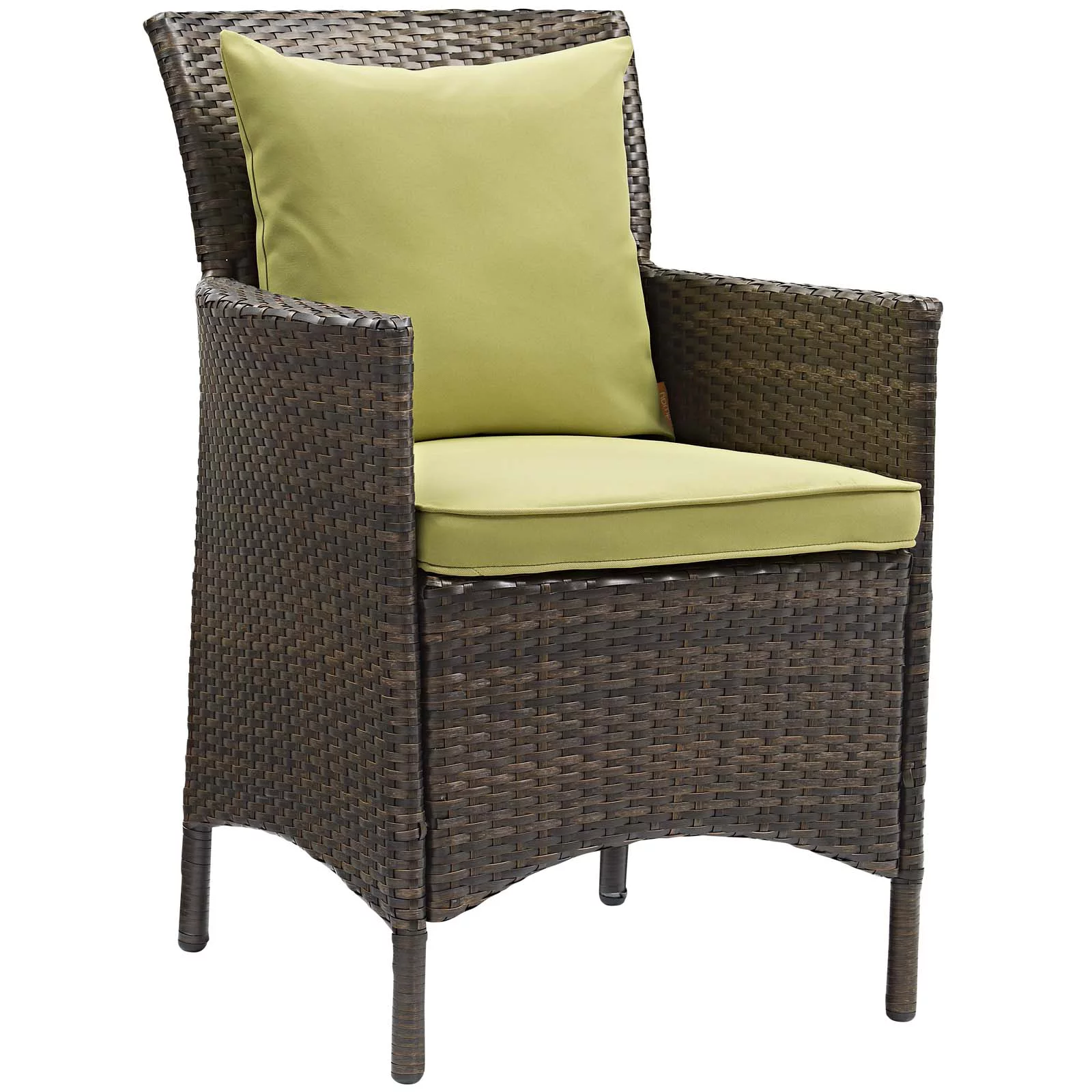 Modway Conduit Outdoor Patio Wicker Rattan Dining Armchair Set of 4 in Brown Peridot
