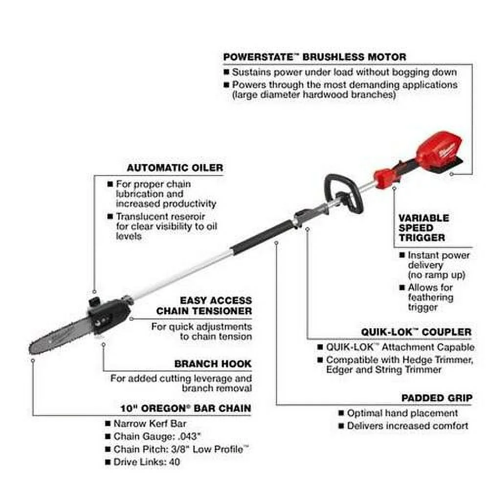 M18 FUEL 10 in. Pole Saw with QUIK-LOK Attachment Capability (Tool Only)