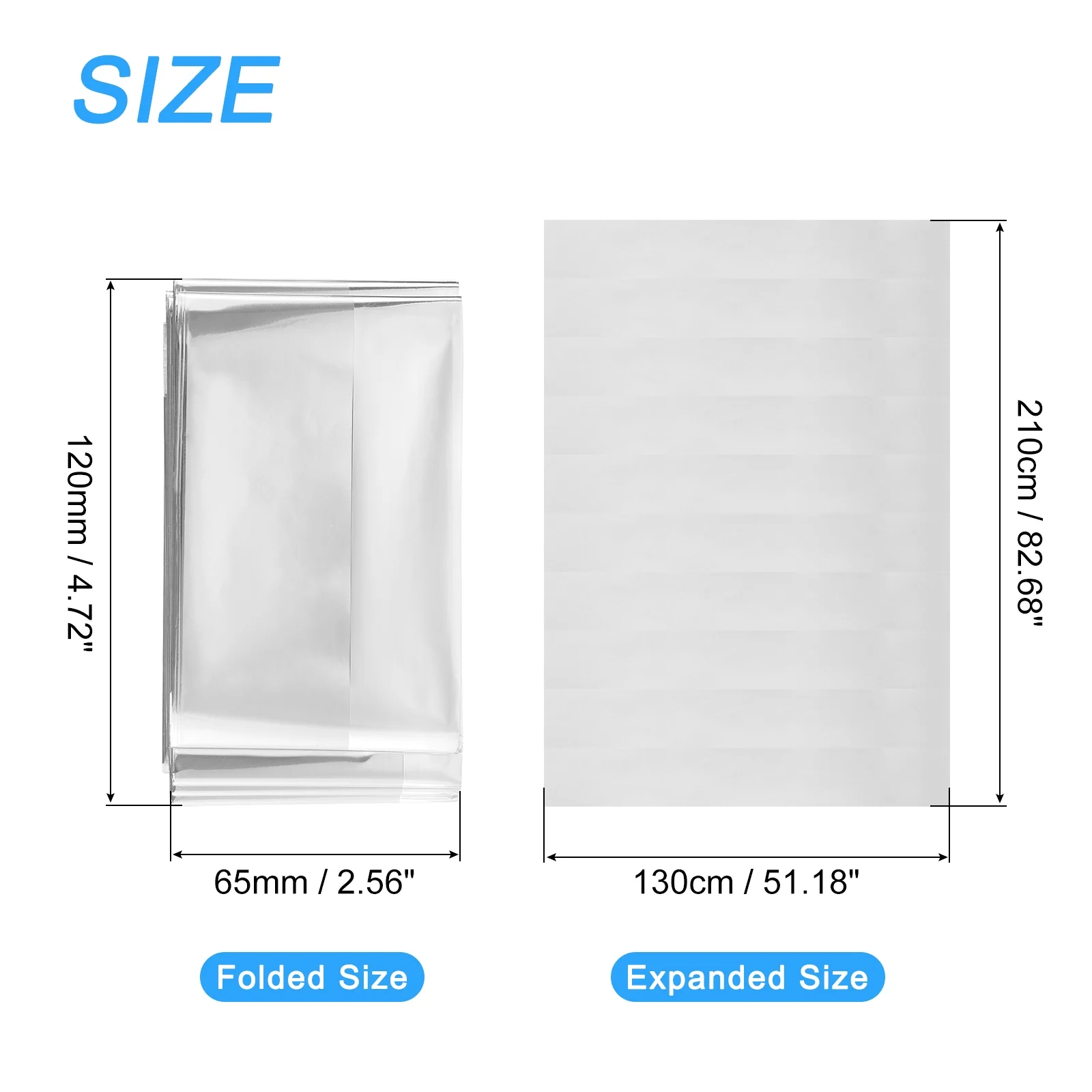 2Pack Highly Reflective PET Film, 82x52-Inch Garden Greenhouse Covering Foil Sheets for First Aid, Silver