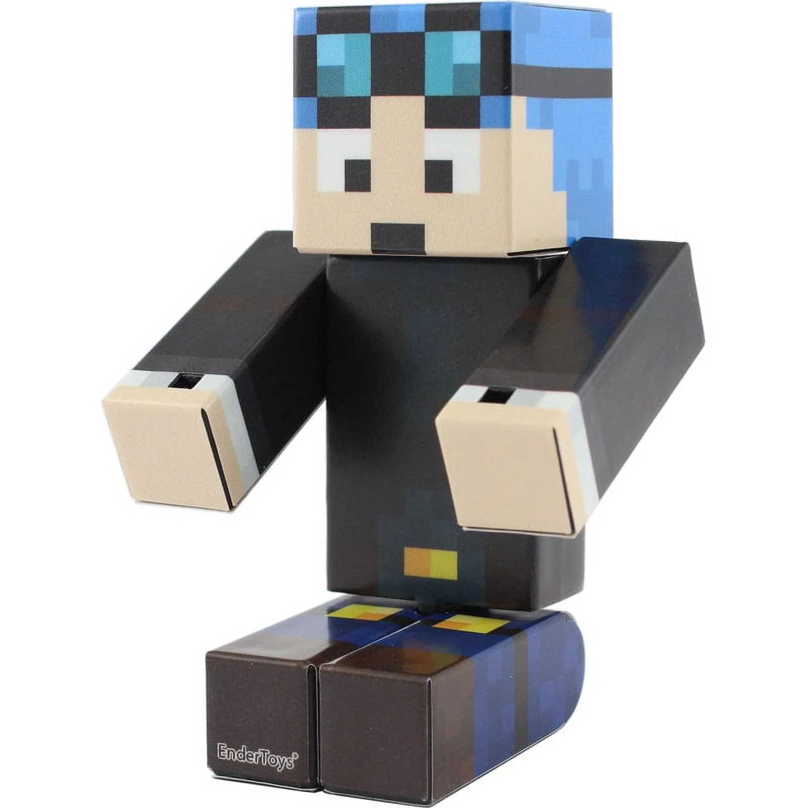 Blue Hair Miner Boy Action Figure Toy, 4 Inch Custom Series Figurines by EnderToys